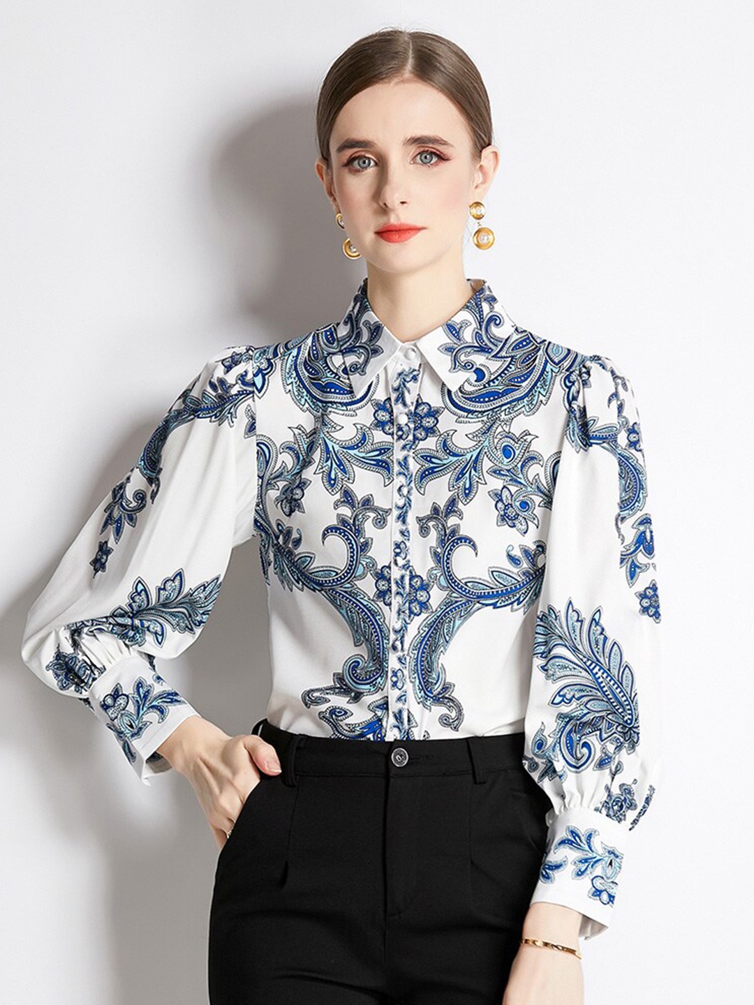 JC Collection Ethnic Motifs Printed Casual Shirt, White