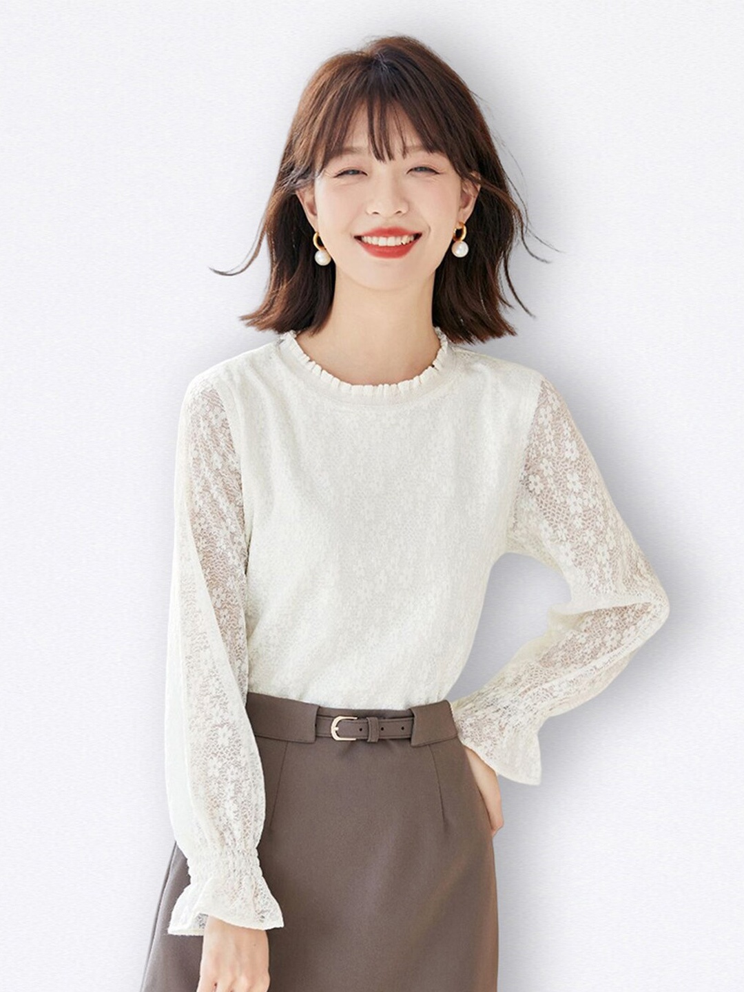 

JC Collection Women Self Design Casual Top, Off white