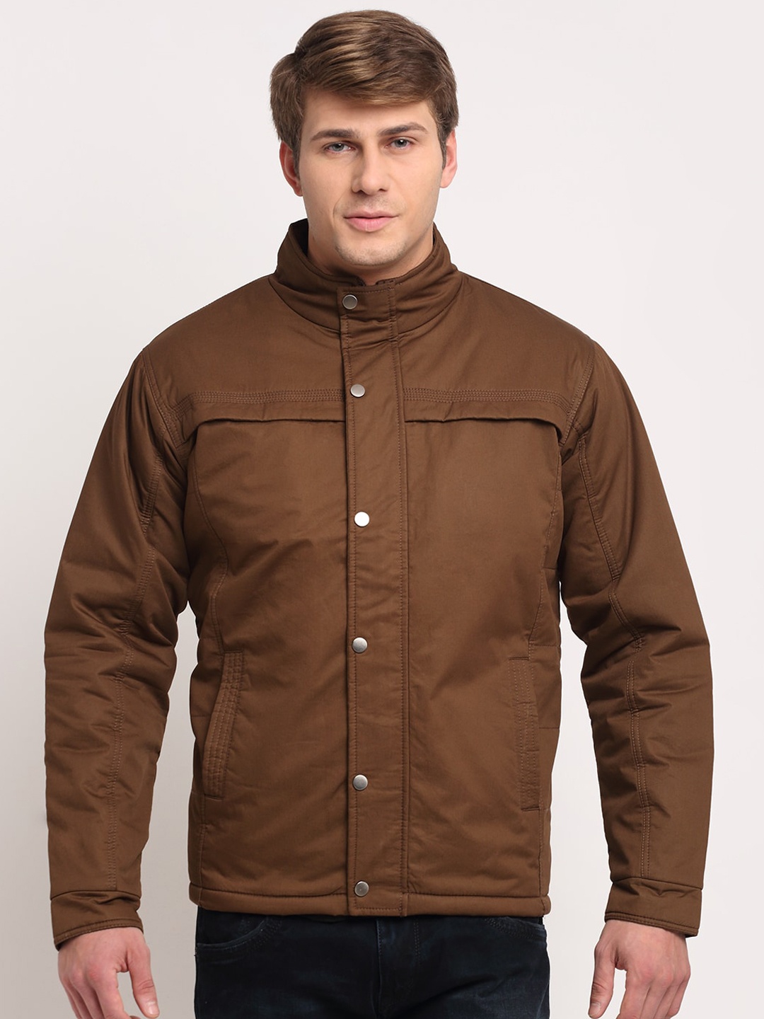 

Cantabil Men Lightweight Cotton Bomber Jacket, Brown