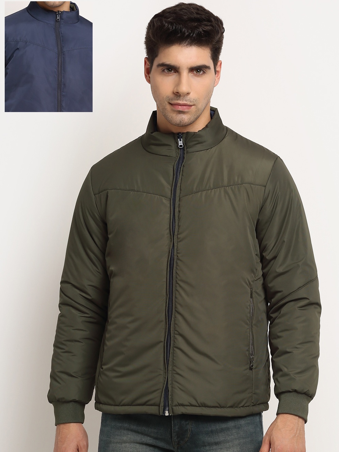 

Cantabil Men Reversible Bomber Jacket, Olive