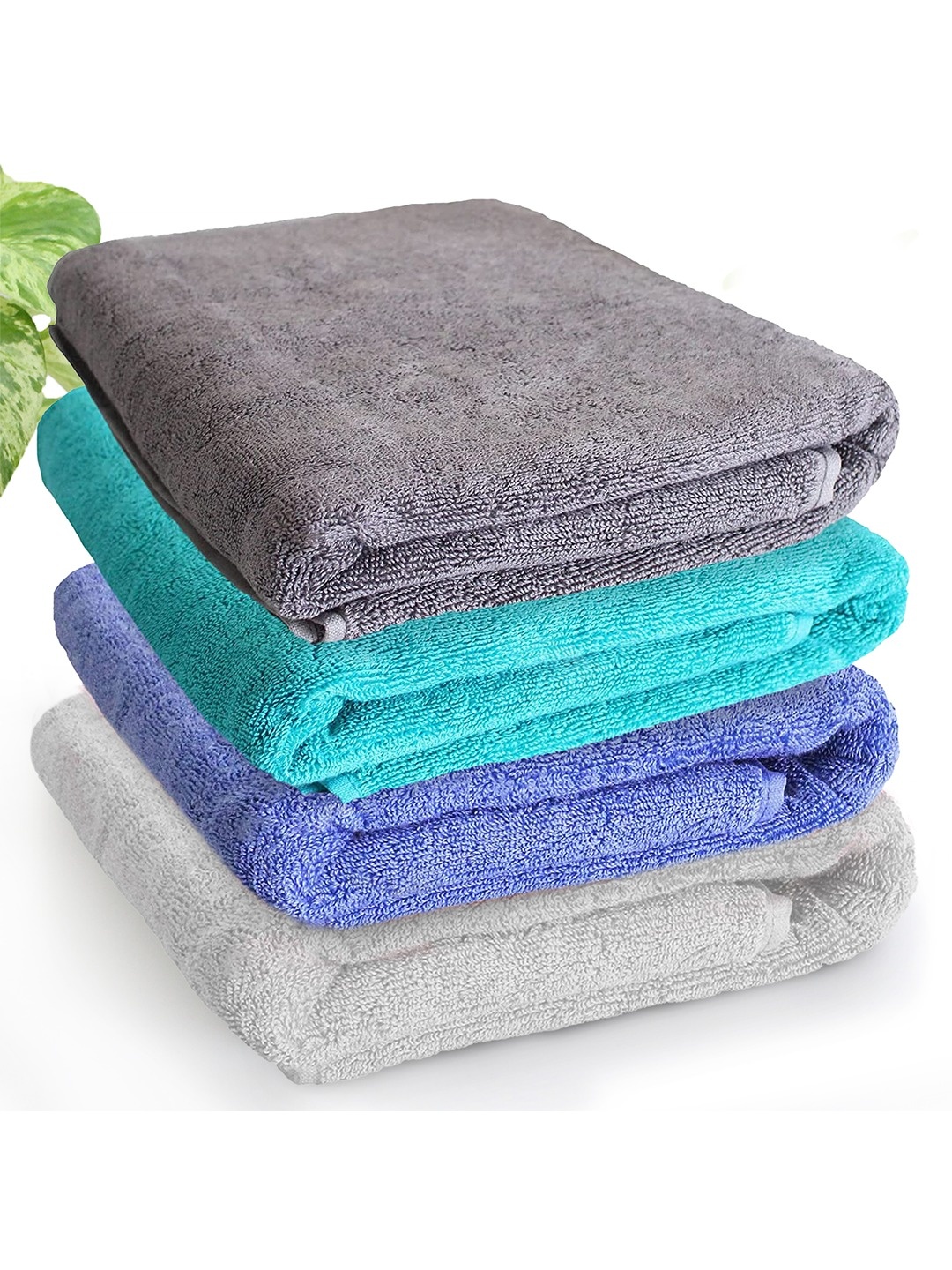 

Heelium Unisex Pack of 4 Bamboo Super Soft & Quick Drying 600 GSM Bath Towel, Grey melange