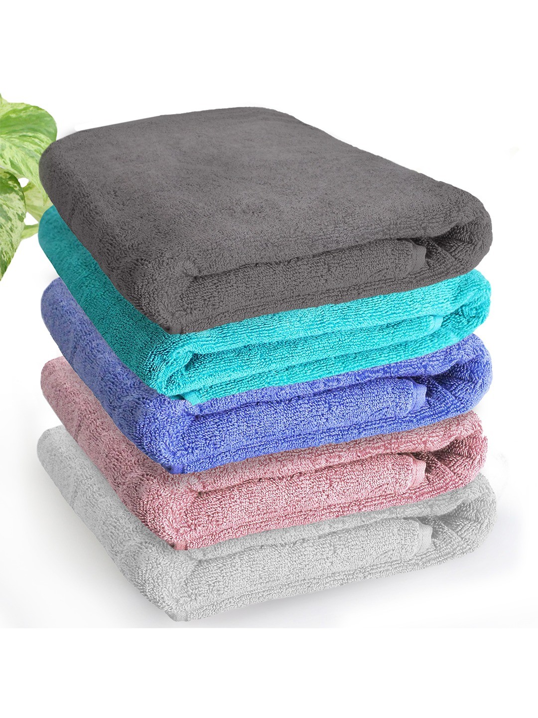 

Heelium Unisex Pack of 5 Bamboo Super Soft & Quick Drying 600 GSM Bath Towel, Grey melange