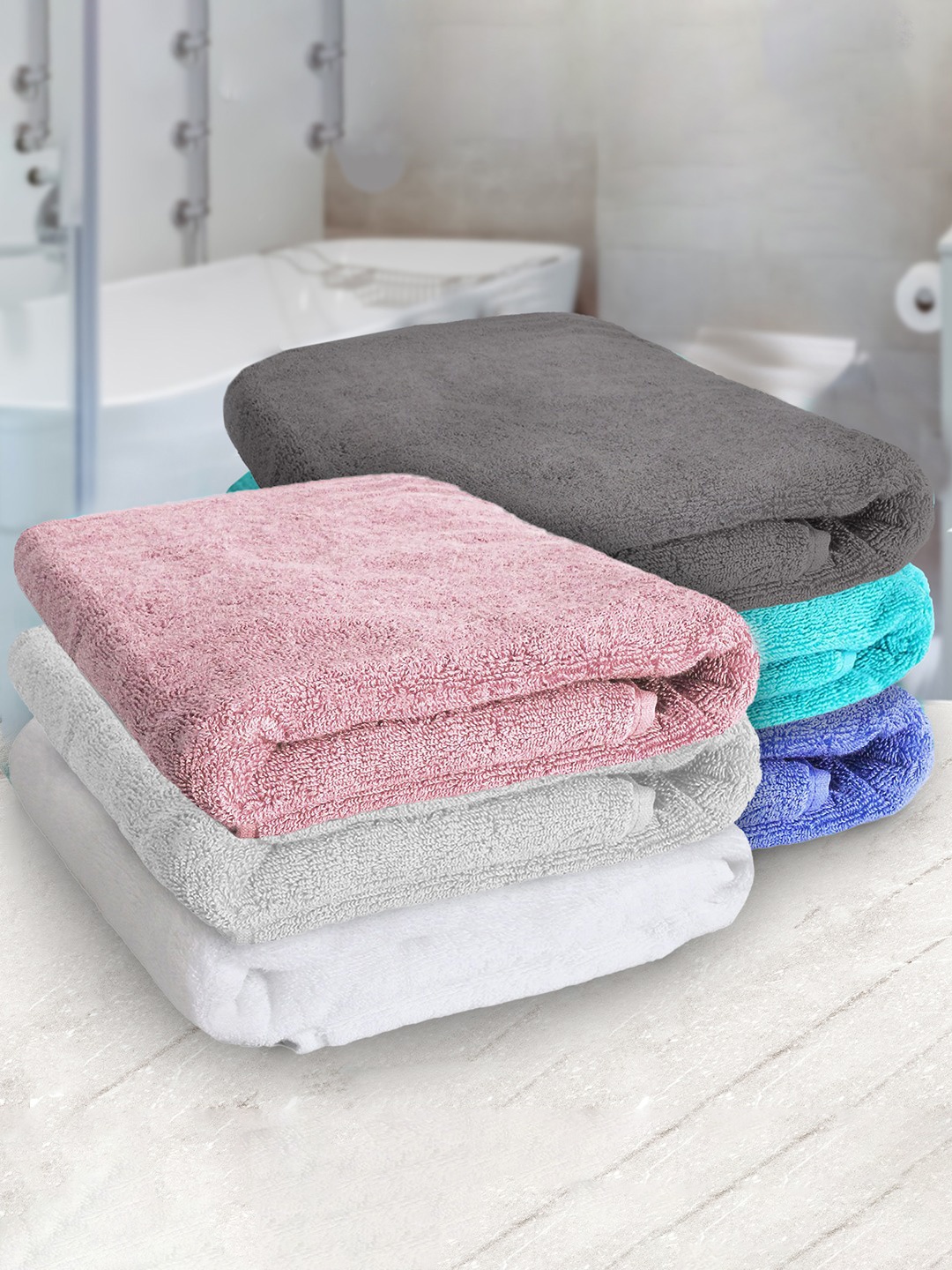 

Heelium Unisex Pack of 6 Super Soft & Quick Drying 600 GSM Bath Towel, Grey