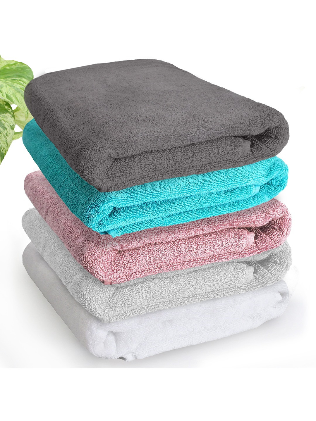 

Heelium Unisex Pack of 5 Bamboo Super Soft & Quick Drying 600 GSM Bath Towel, Grey melange