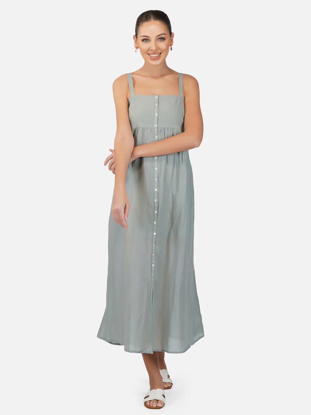 

Porsorte Organic Cotton A-Line Midi Dress, Grey