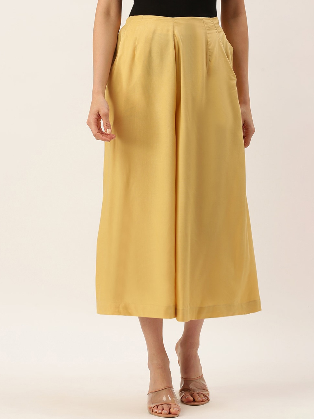

De Moza Women Three-Fourth Length Mid-Rise Loose Fit Culottes, Yellow