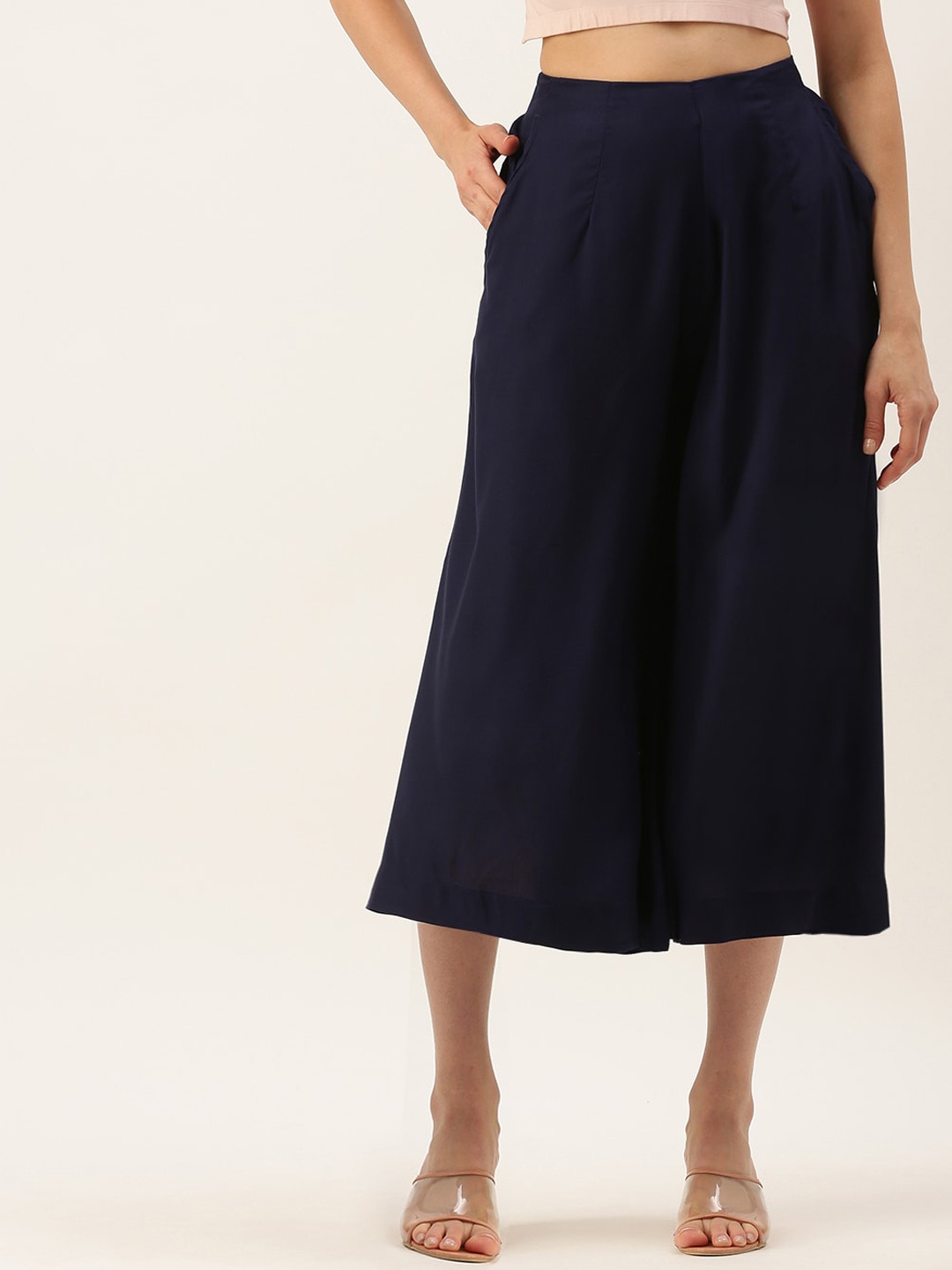 

De Moza Women Loose Fit Culottes Trousers, Navy blue
