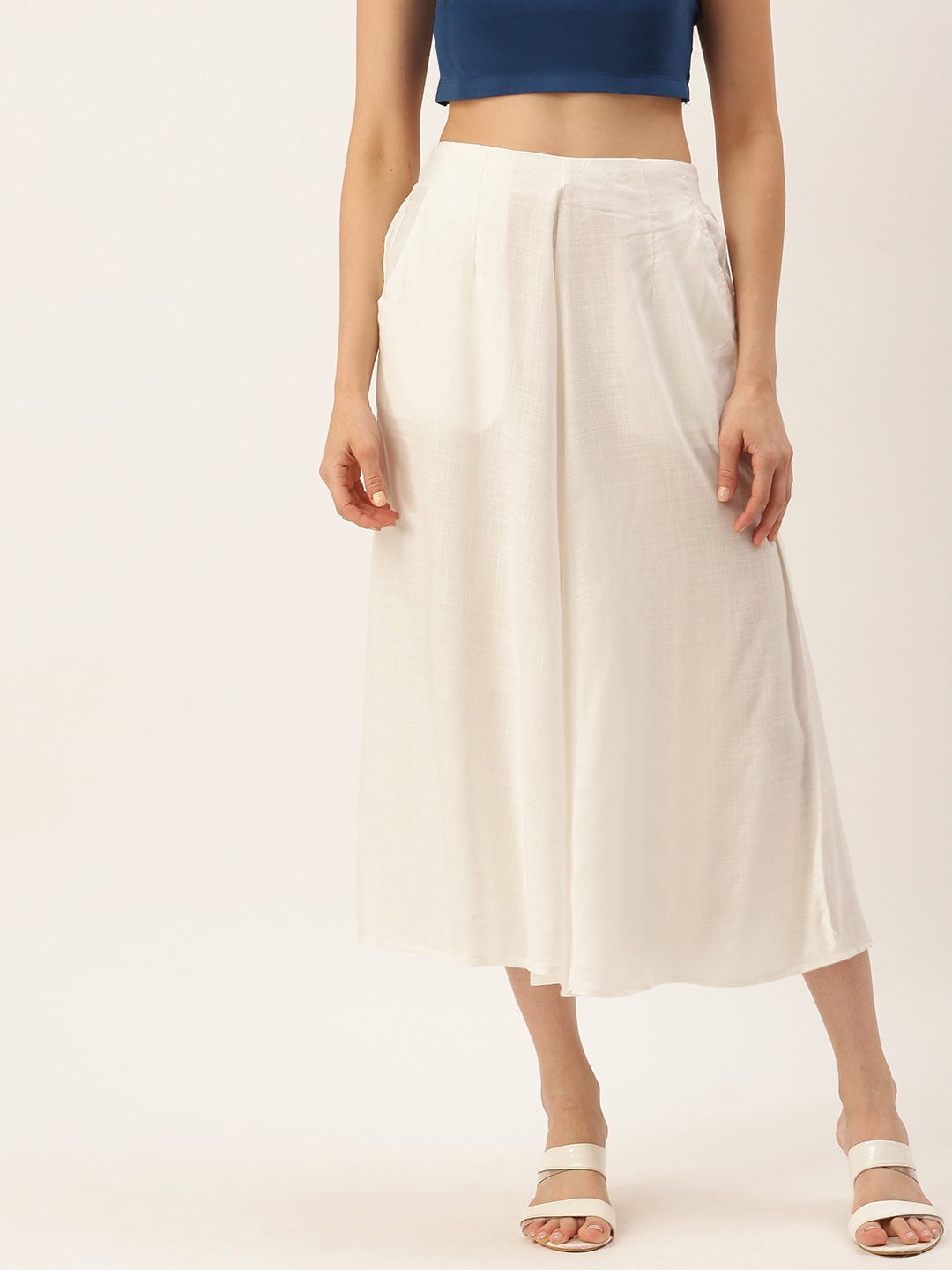 

De Moza Women Loose Fit Culottes Trousers, White