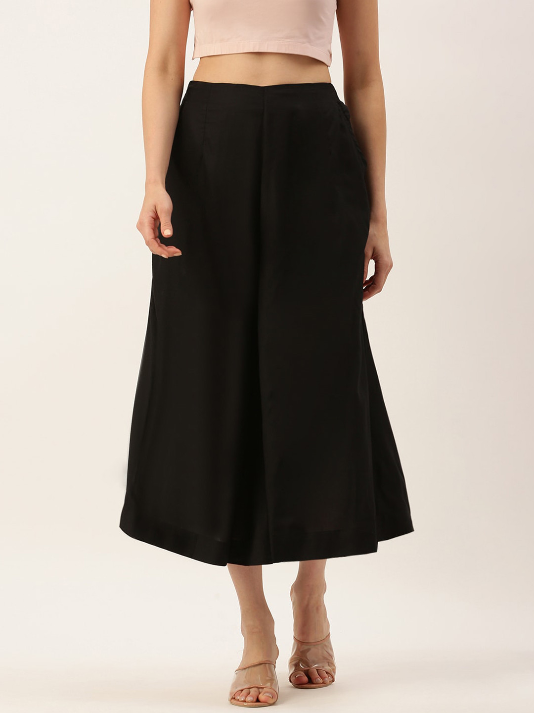 

De Moza Women Loose Fit Culottes Trousers, Black