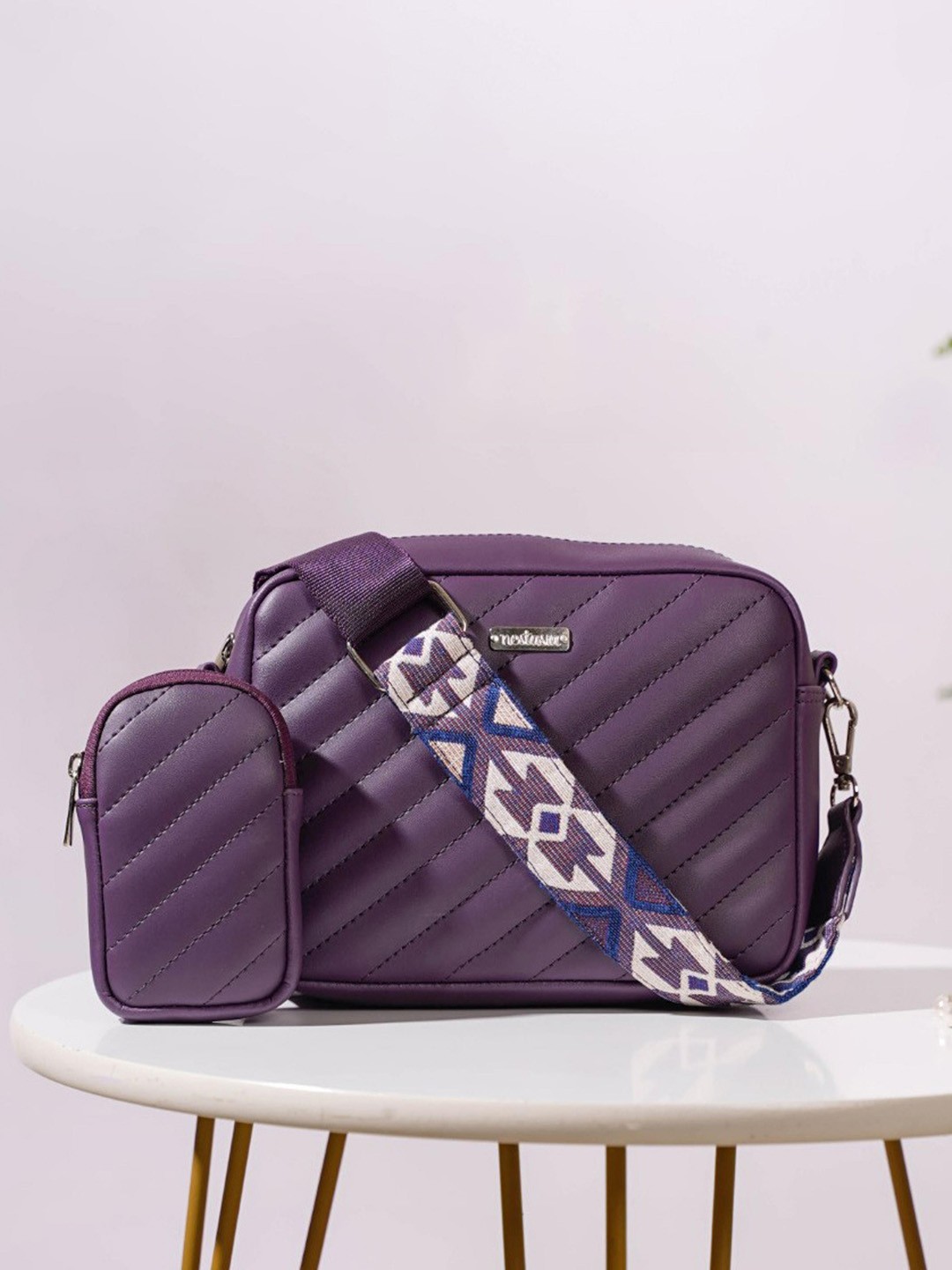 

Nestasia Bowling Sling Bag with Quilted, Purple