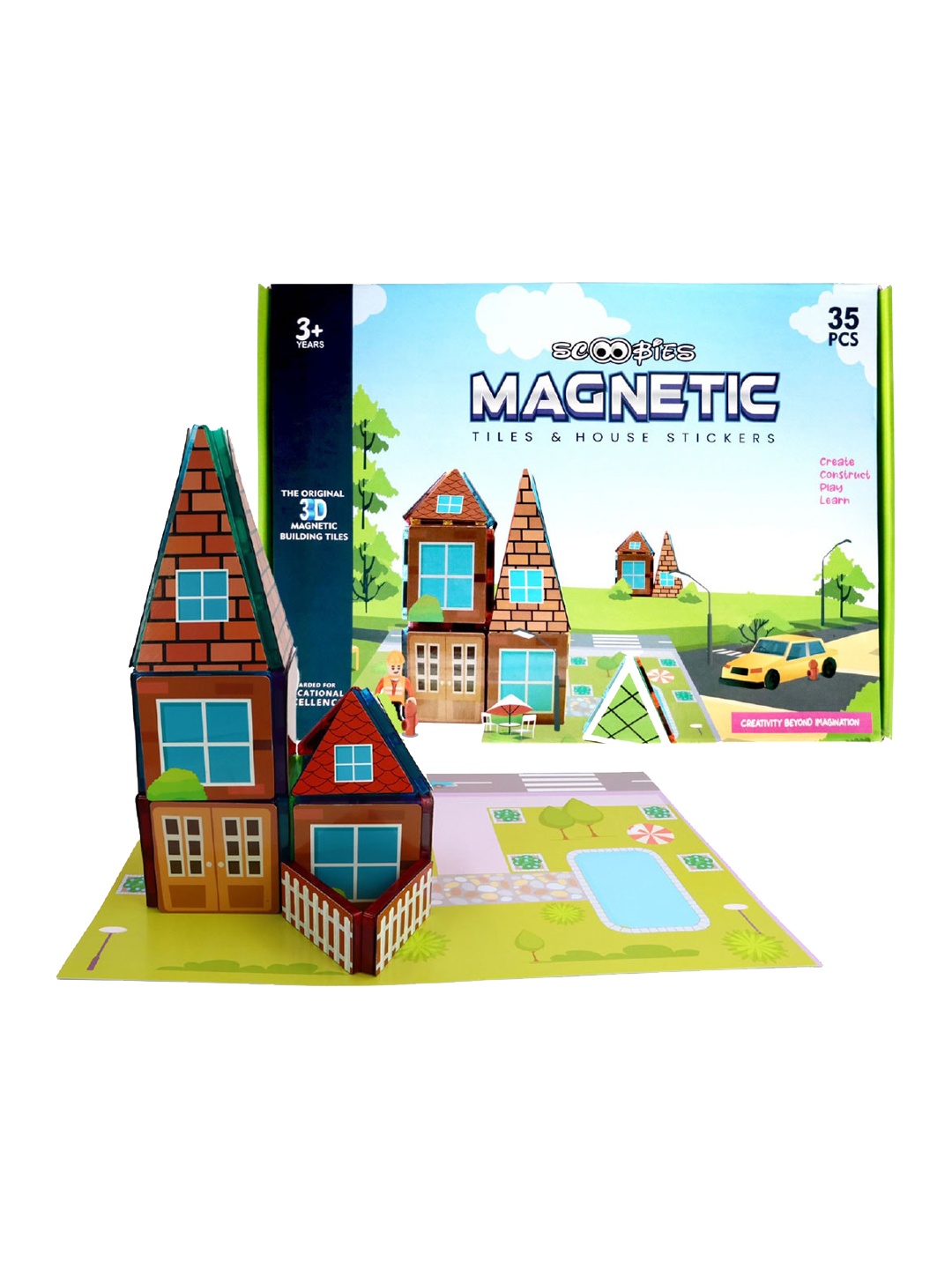 

SCOOBIES Magnetic Tiles & House Stickers, Green