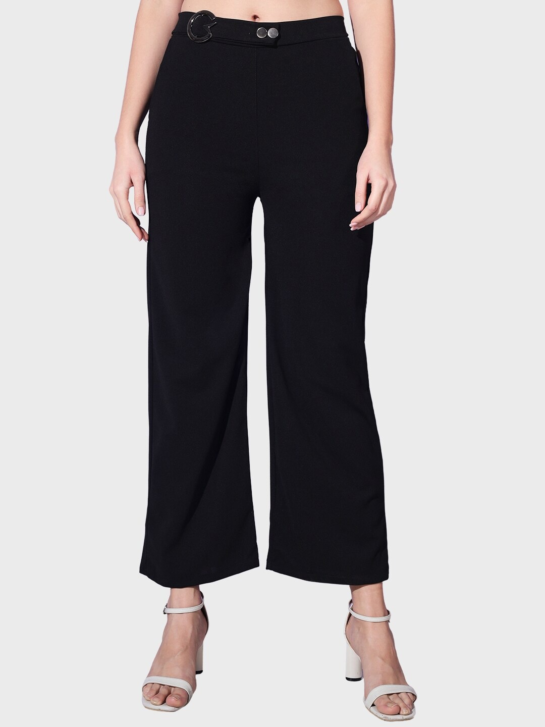 

BUY NEW TREND Women Comfort Easy Wash Cropped Trousers, Black