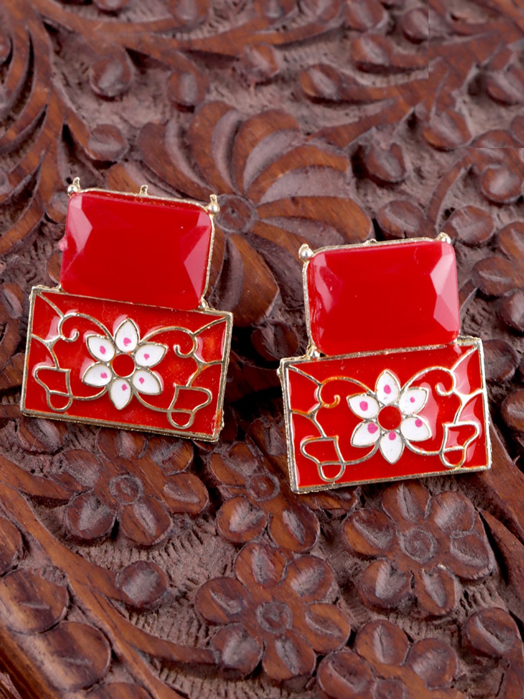

Krelin Classic Enamelled Studs Earrings, Red