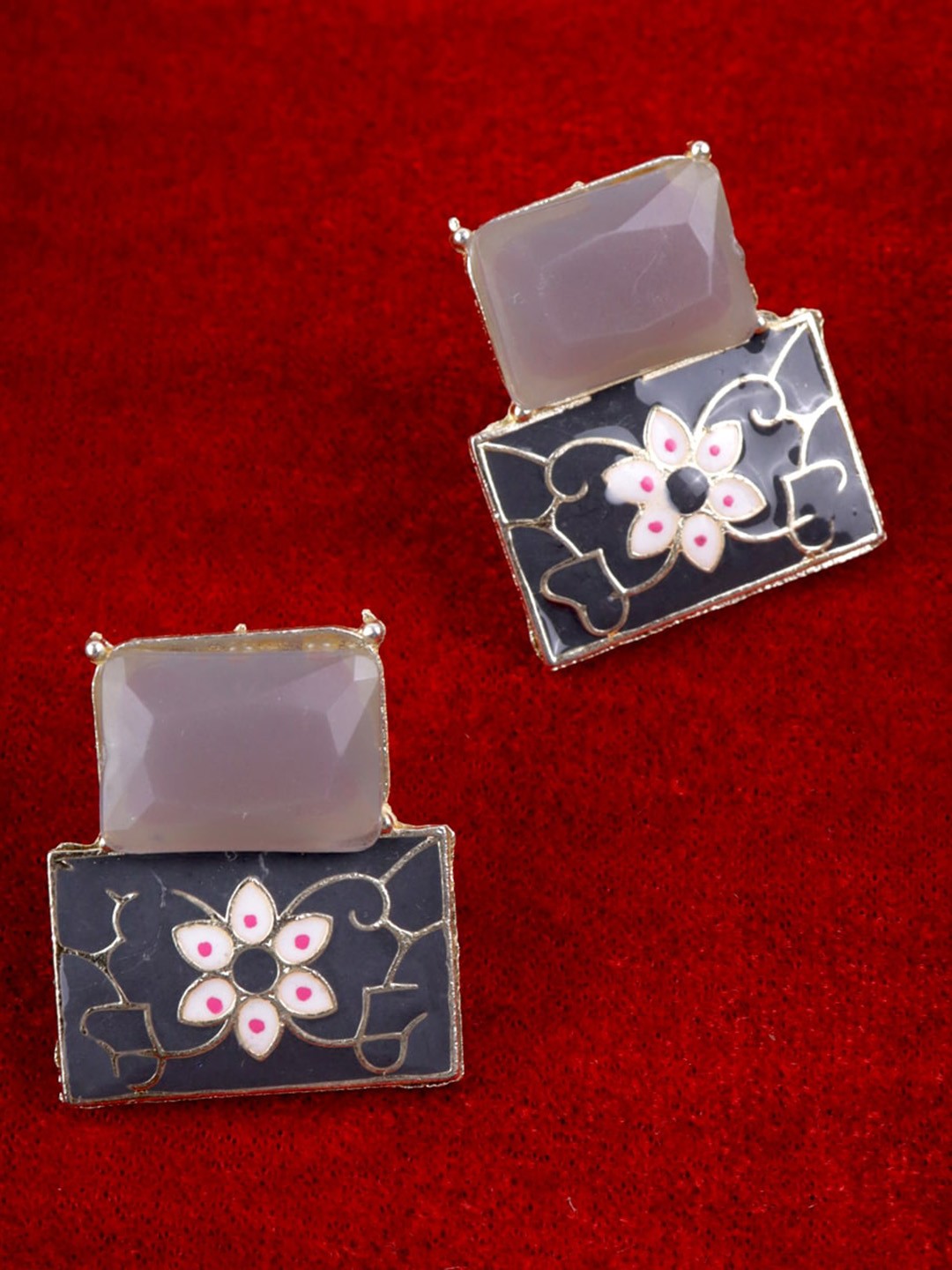 

Krelin Gold-Plated Square Studs Earrings, Black