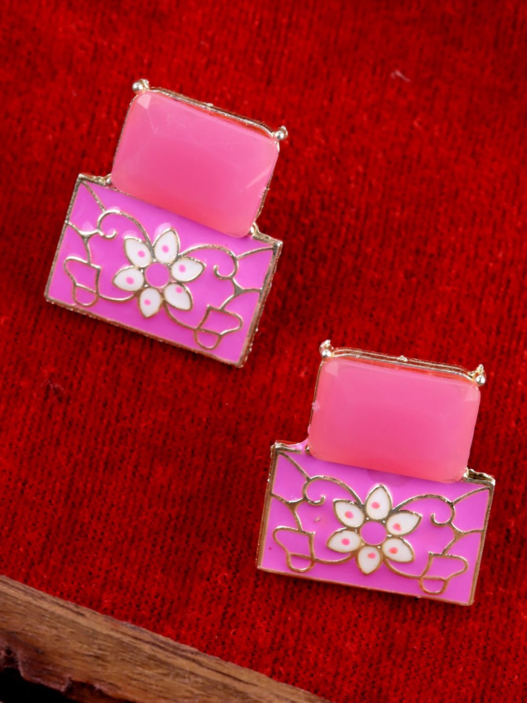 

Krelin Gold-Plated Square Studs Earrings, Pink