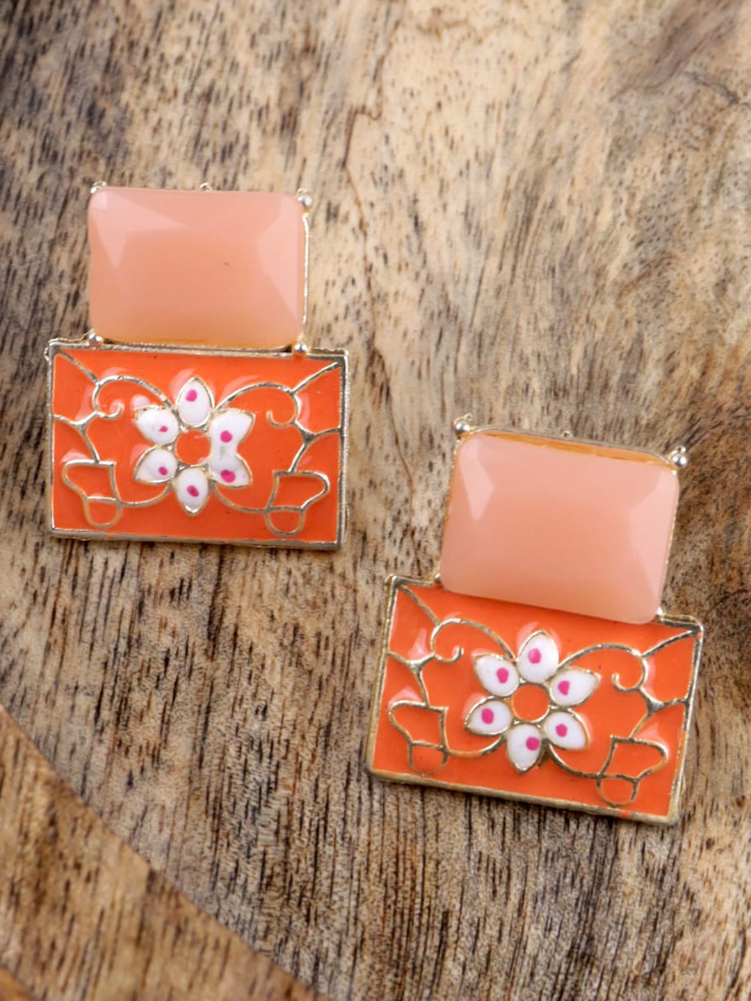 

Krelin Gold-Plated Square Studs Earrings, Orange