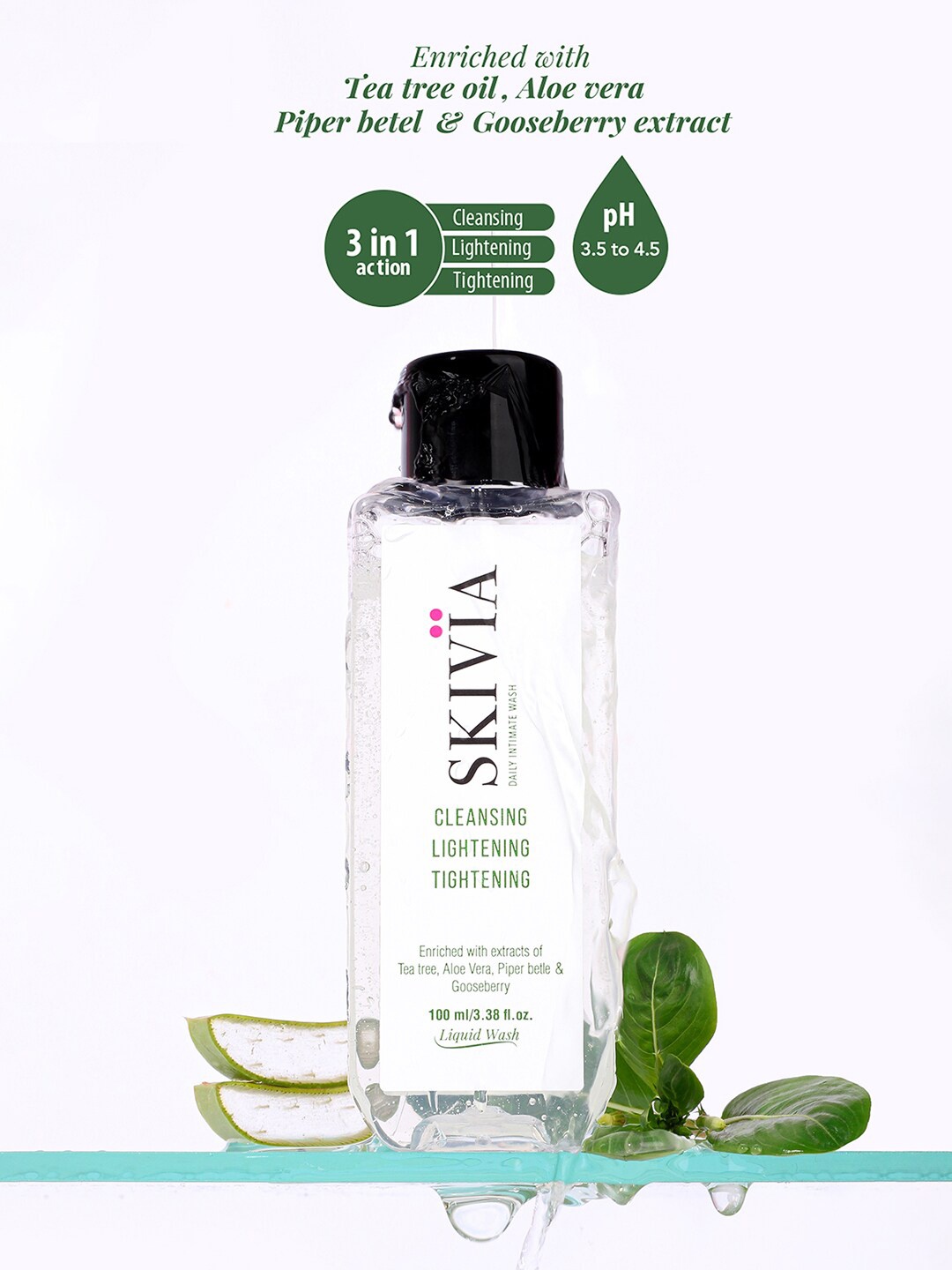 

SKIVIA Women Cleansing, Lightening & Tightening Intimate Wash 100 ml, Transparent