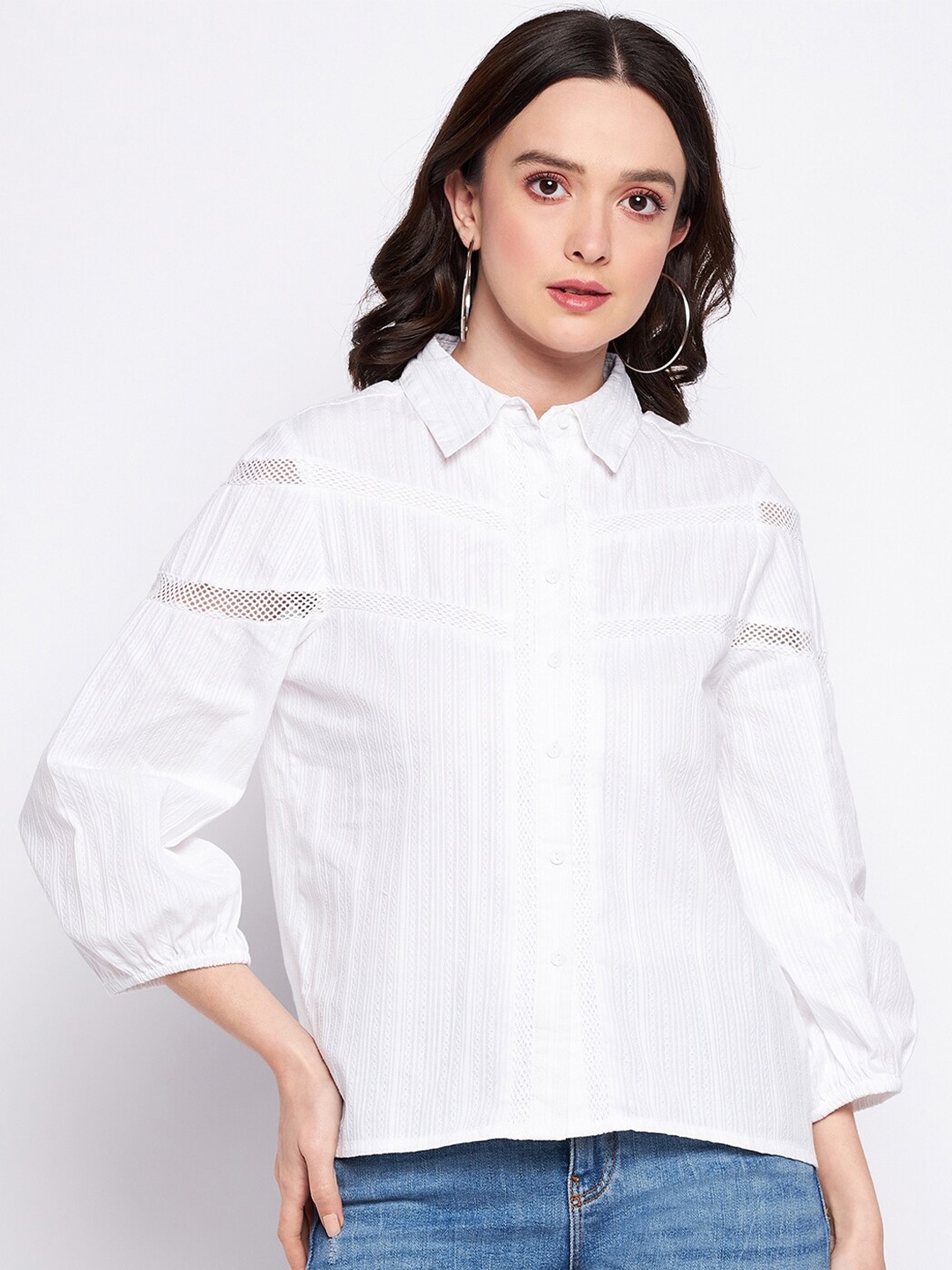 

Madame Striped Casual Shirt, White