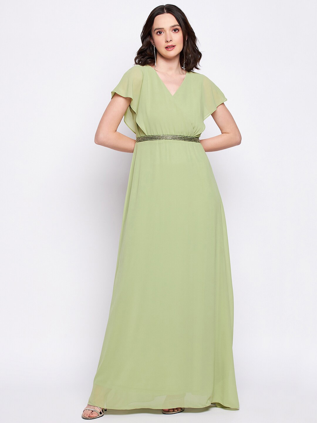 

Madame V-Neck Maxi Dress, Green