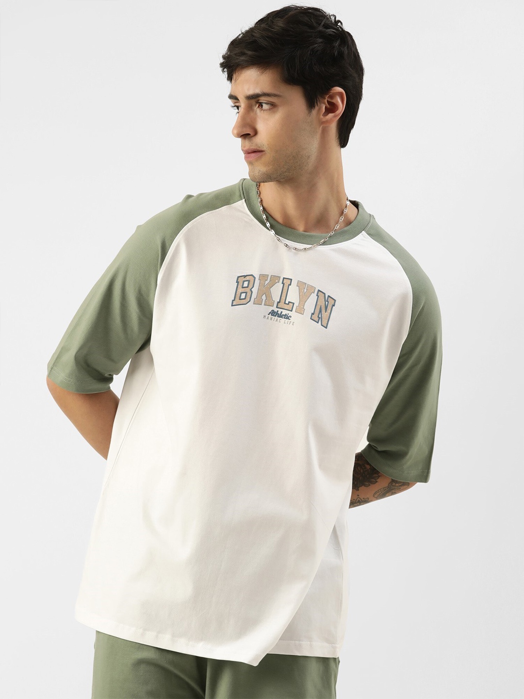 

Maniac Typography Printed Pure Cotton Boxy Fit T-shirt, Off white