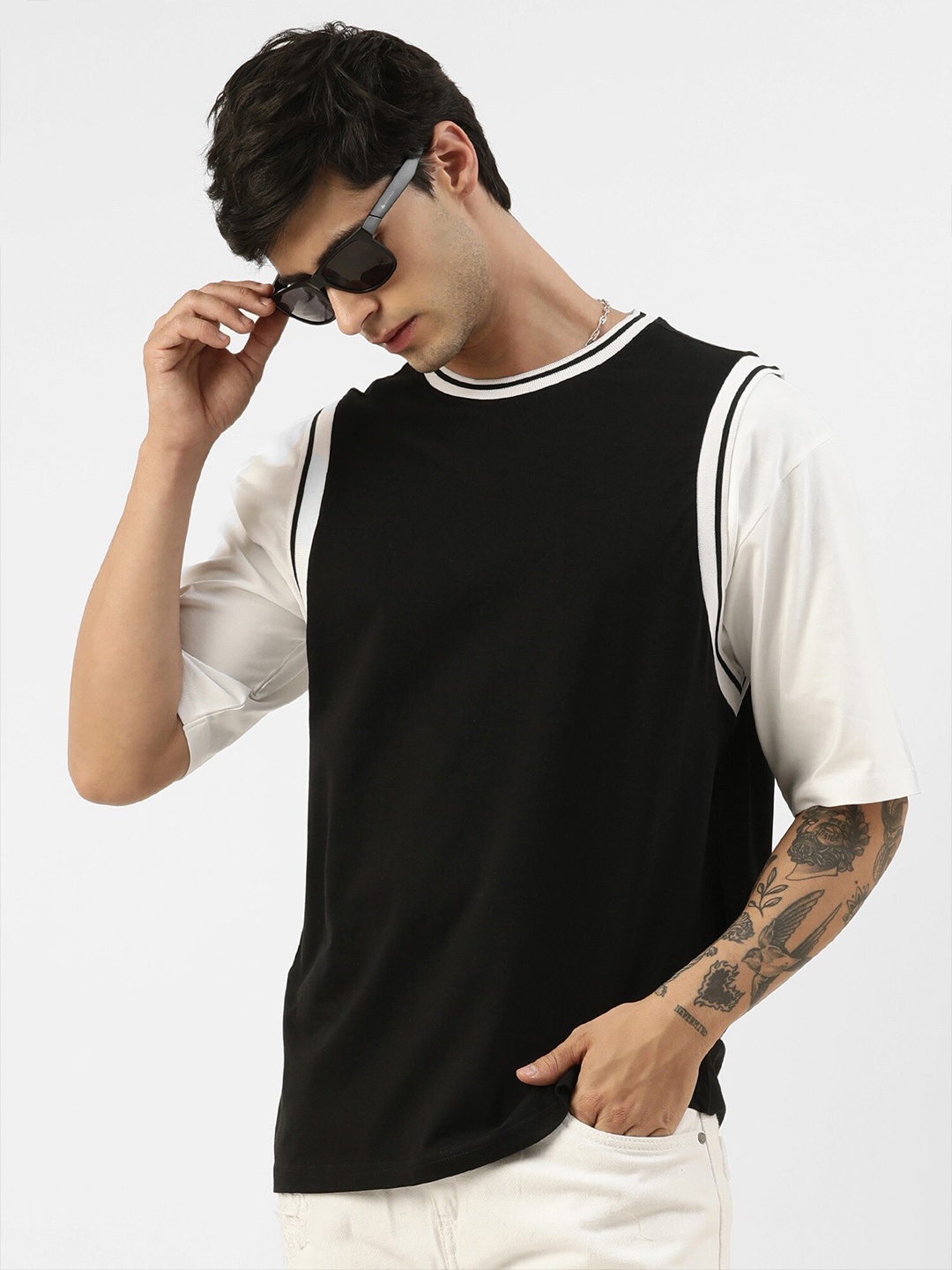 

Maniac Sleeveless Pure Cotton Boxy Fit T-shirt, Black