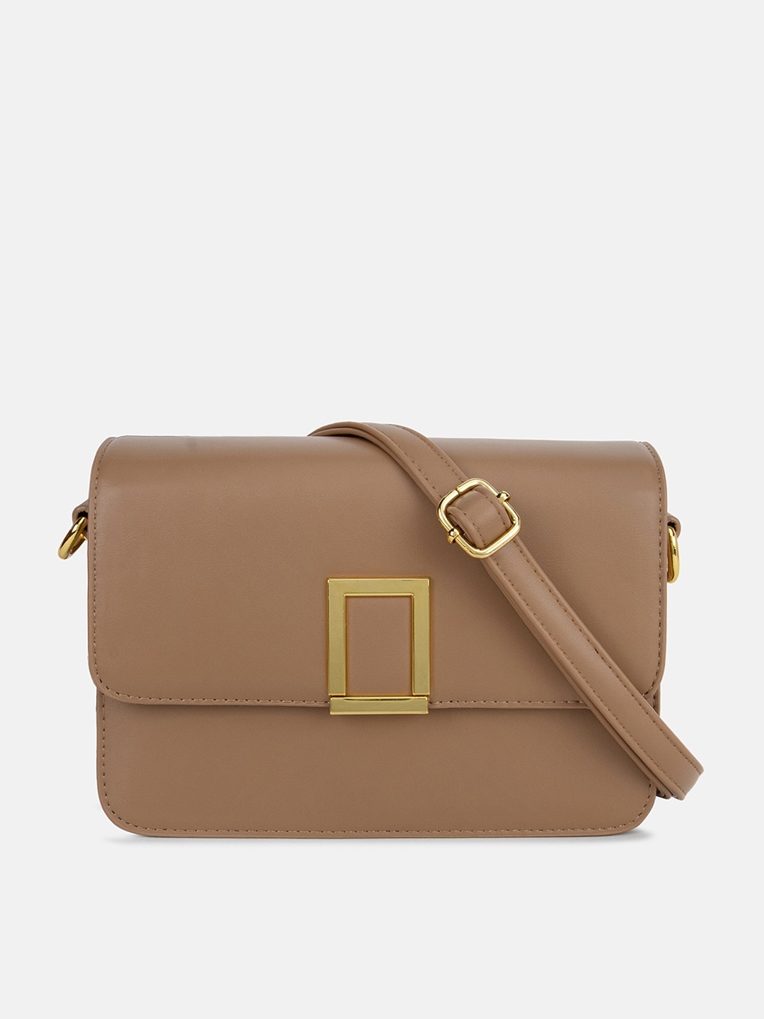 

Kazo Beige Women PU Structured Satchel With Buckle Detailed