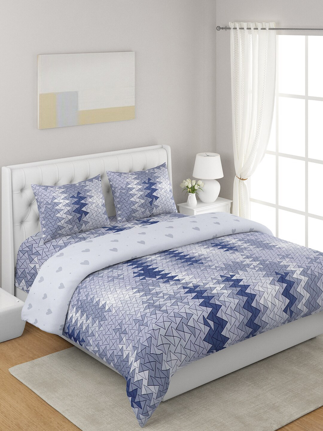 

A Homes Grace Grey 4-Pcs Printed Double Queen Bedding Set
