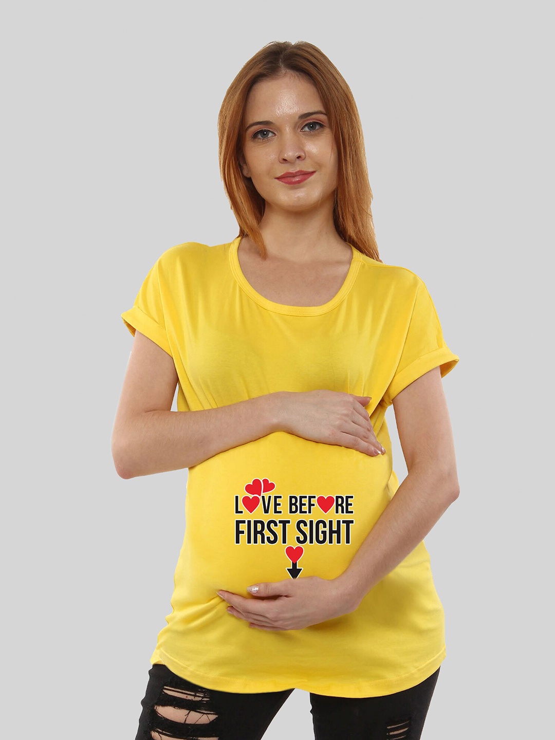 

SillyBoom Typography Printed Cotton Maternity T-shirt, Yellow