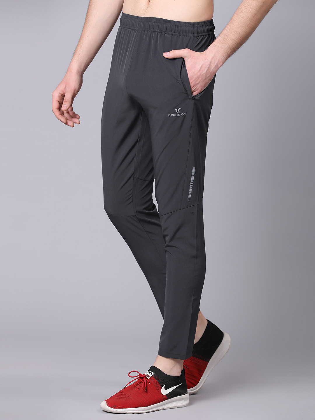 

Dpassion Men Regular-Fit Sports Track Pants, Charcoal