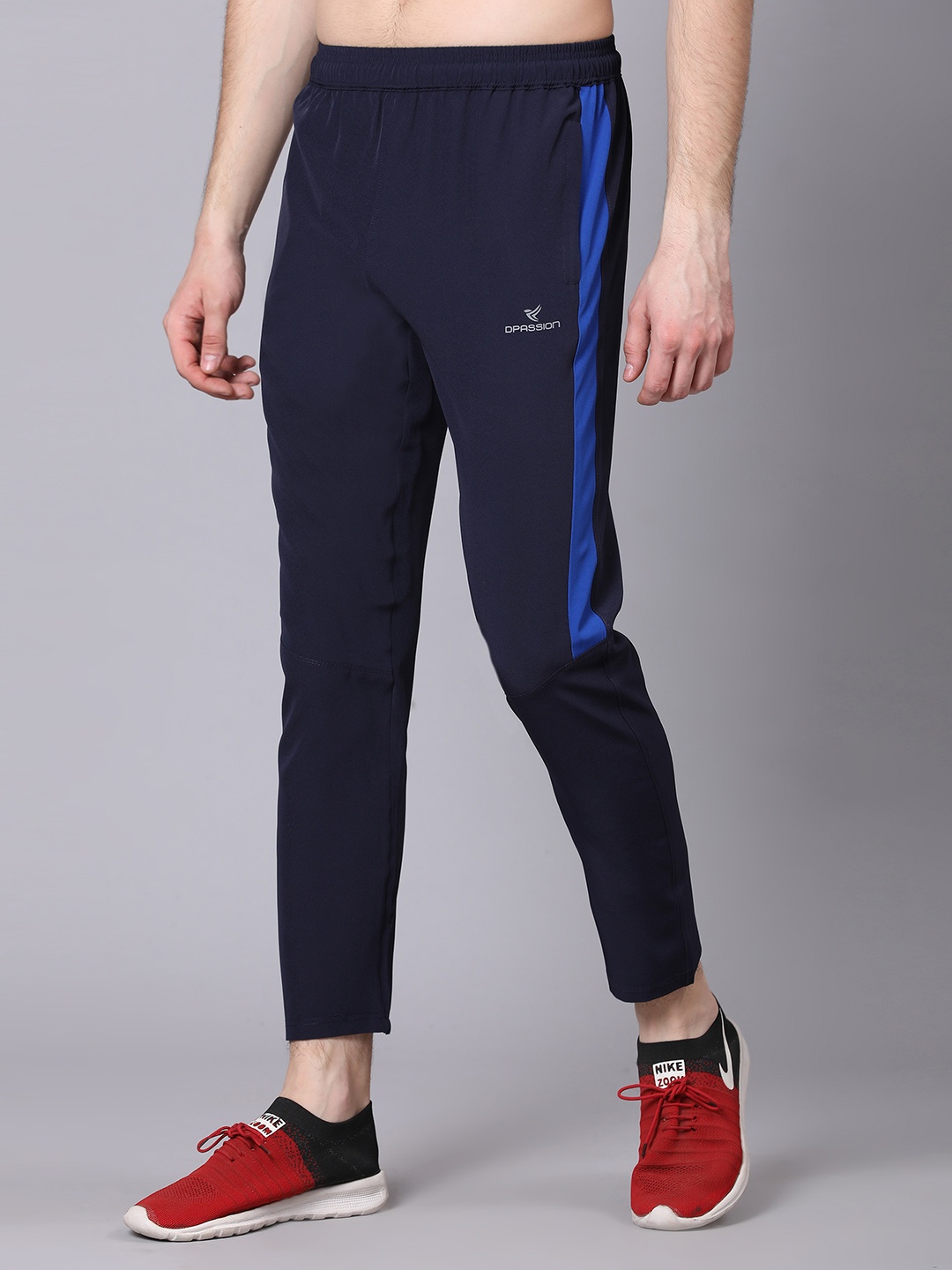 

Dpassion Men Regular-Fit Sports Track Pants, Navy blue