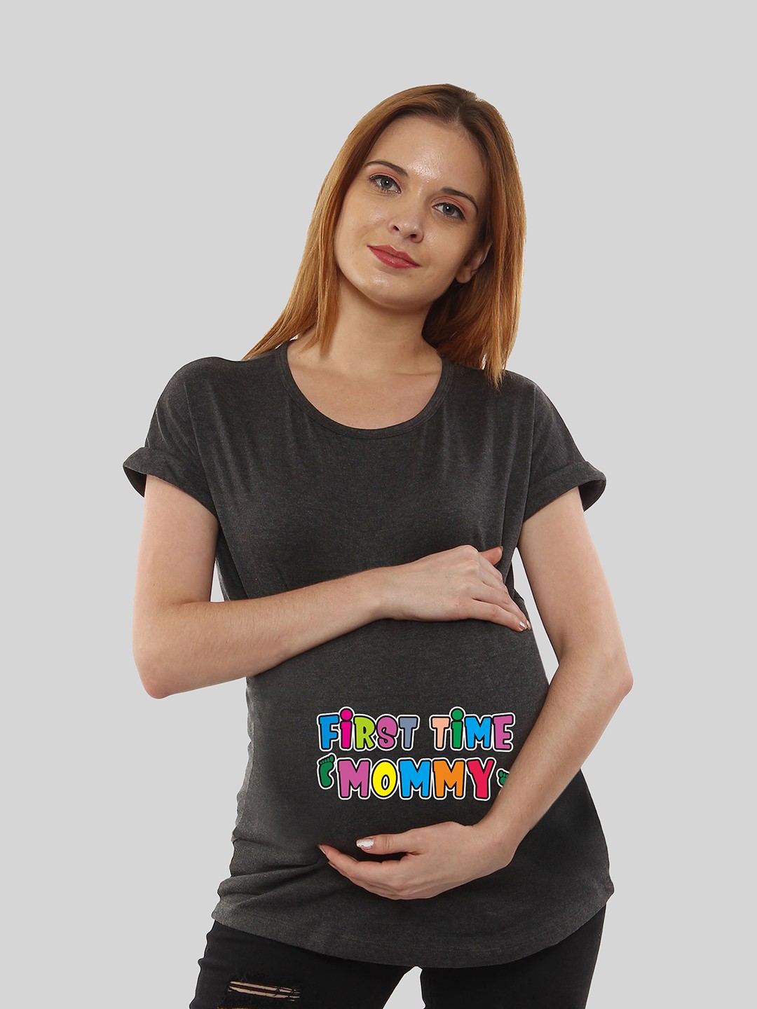 

SillyBoom Women Charcoal Printed T-shirt