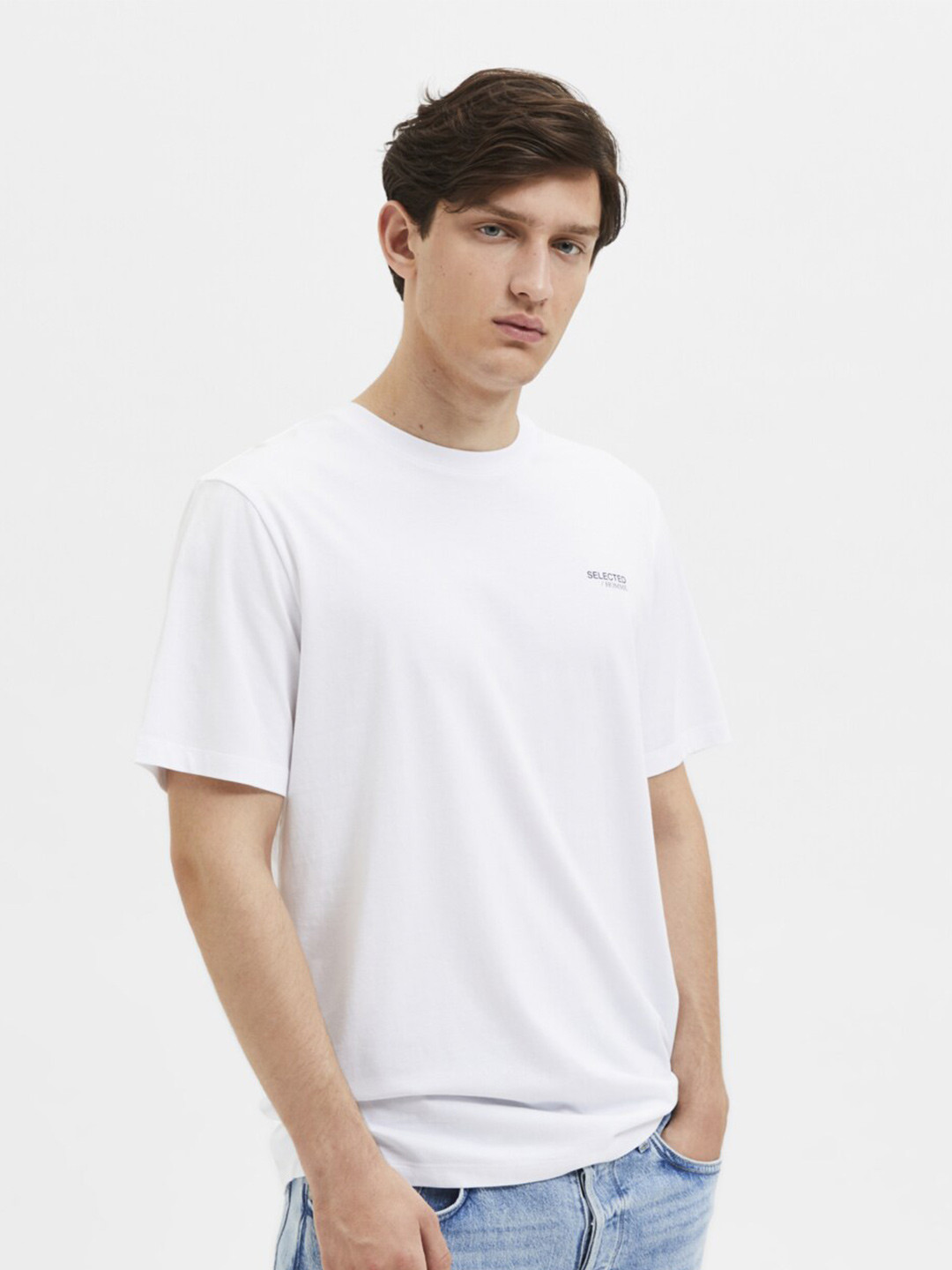 

SELECTED Organic Cotton Casual T-shirt, White