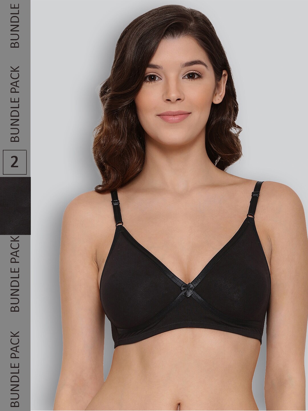 

LYRA Pack Of 2 Non-Padded Pure Cotton T-Shirt Bra MY_LYRA_BRA_512_BLACK_38B_2PC