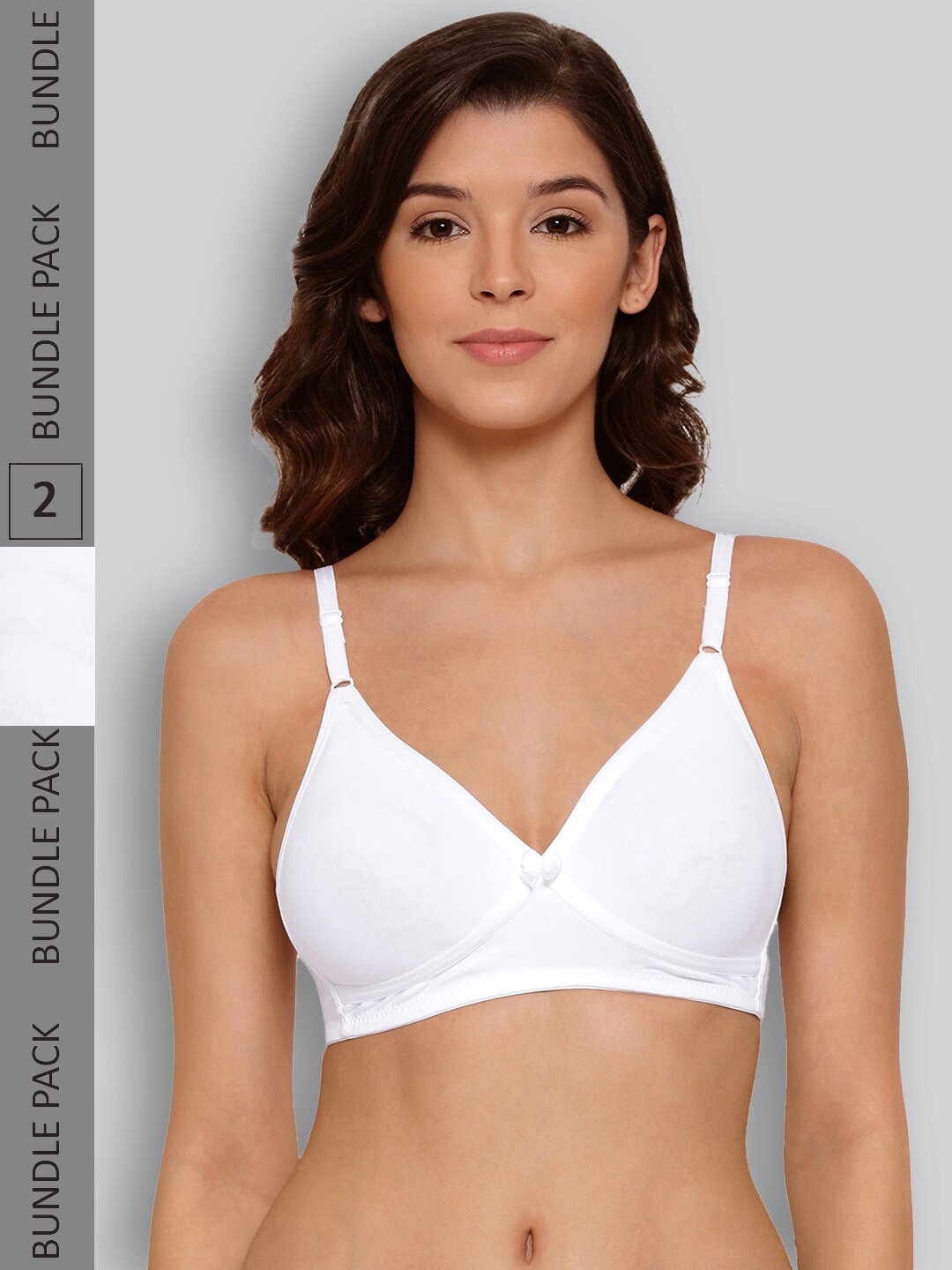 

LYRA Pack Of 2 Combed Cotton Seamless Cross Over Moulded Bra, White