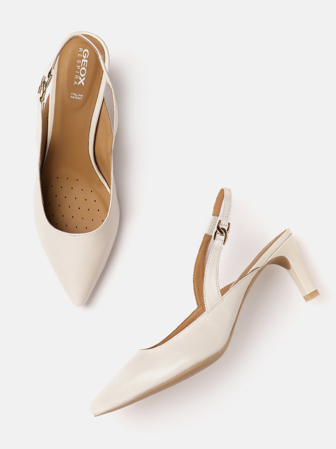 

Geox Women D Bibbiana Leather Pumps, Off white