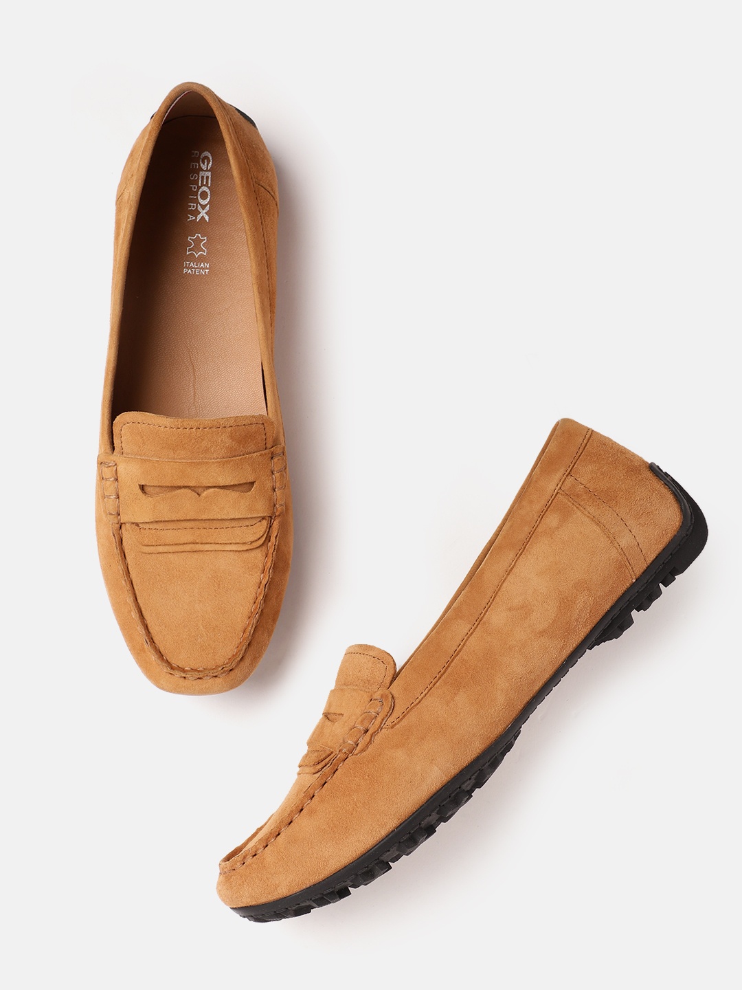 

Geox U Kosmopolis+Grip Women Textured Leather Moccasins, Camel brown