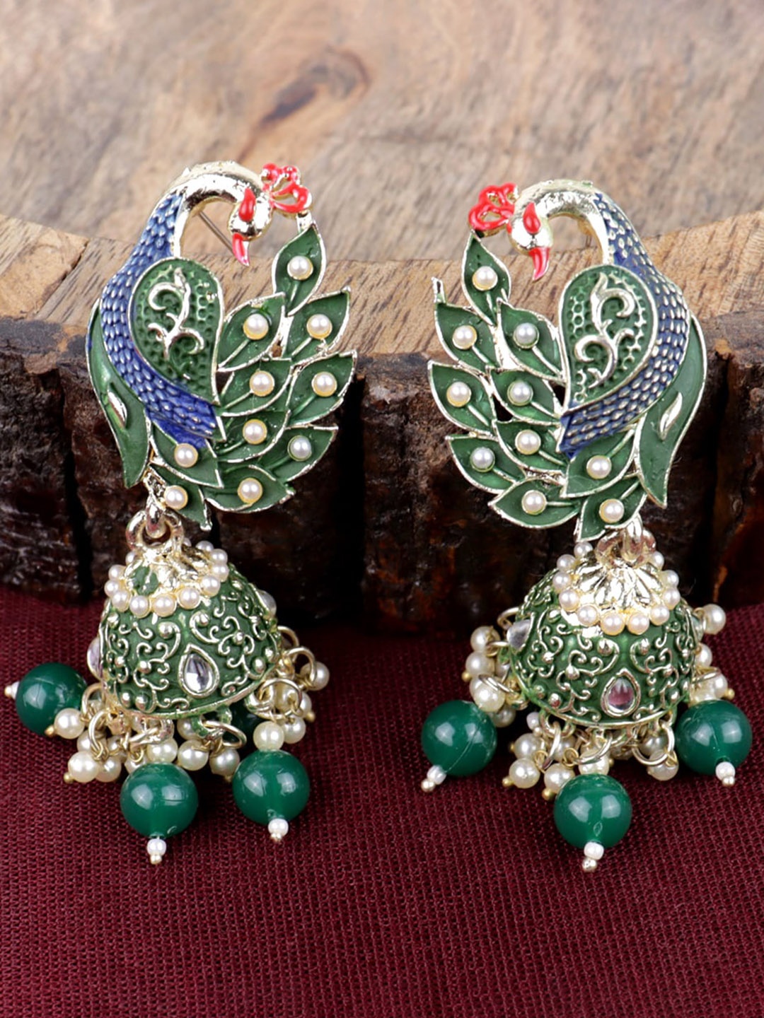 

Krelin Gold-Plated Classic Jhumkas Earrings, Green