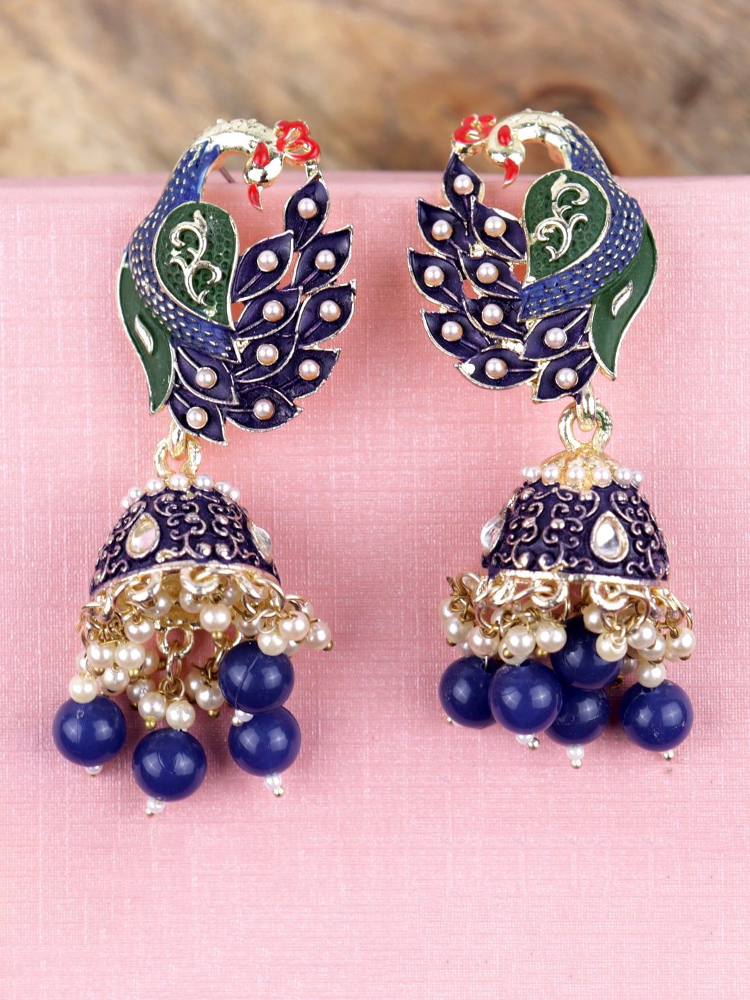 

Krelin Gold-Plated Classic Jhumkas Earrings, Blue