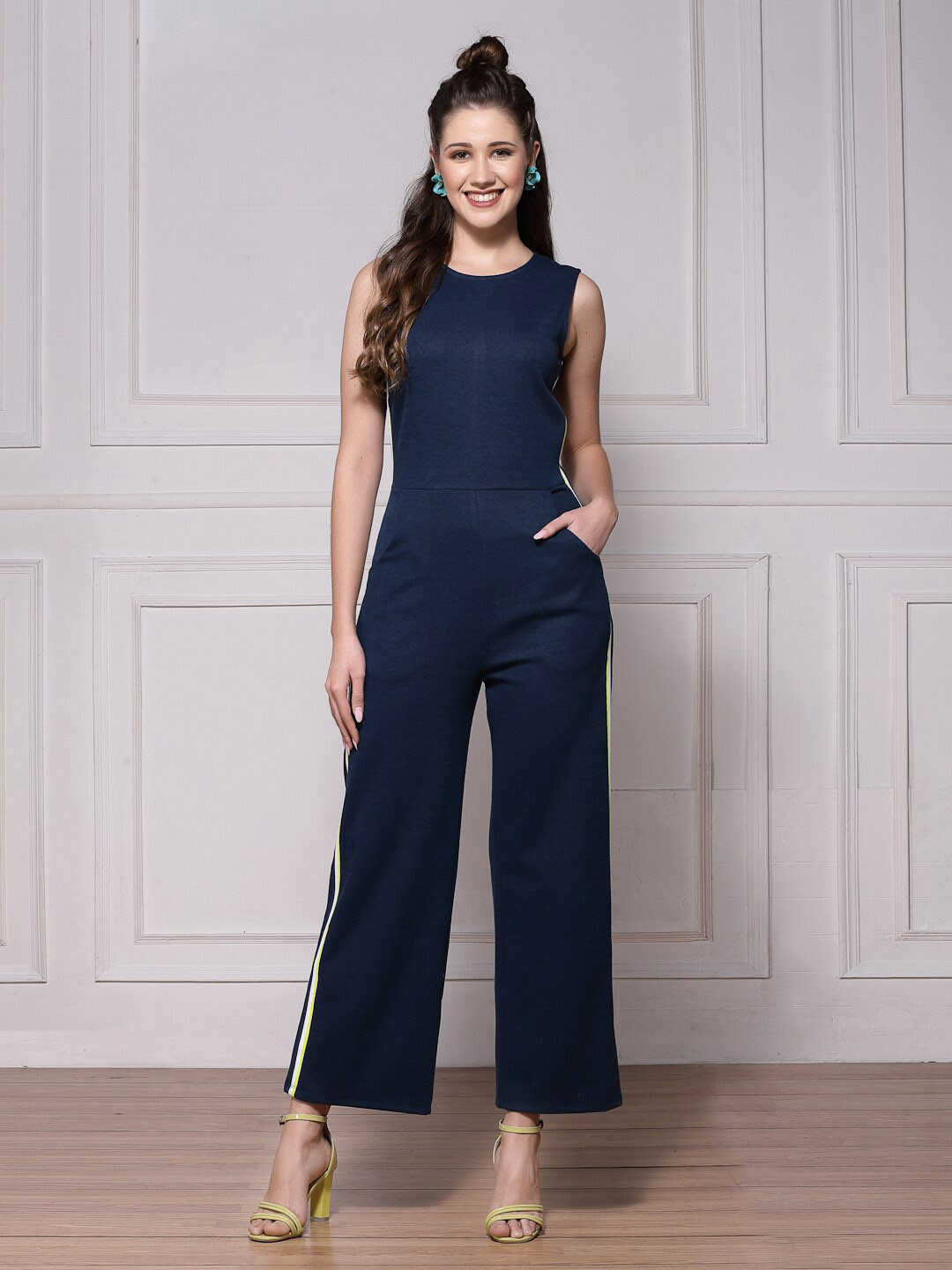 

KASSUALLY Round Neck Basic Jumpsuit, Teal