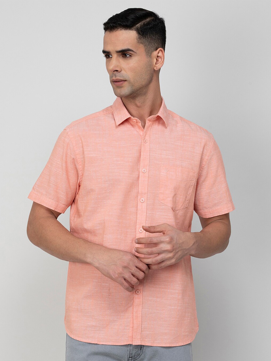 

CODE by Lifestyle Spread Collar Cotton Casual Shirt, Orange