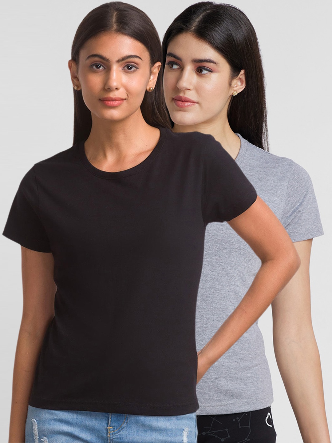 

FashionRack Women Pack Of 2 Cotton Lounge Tshirts, Black