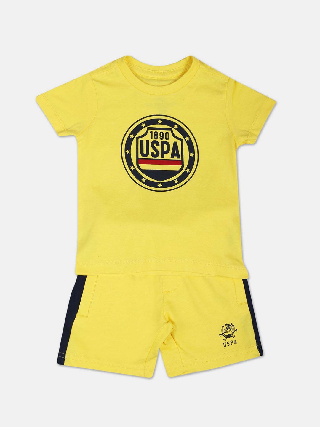 

U.S. Polo Assn. Kids Boys Printed Cotton T-shirt with Shorts Set, Yellow