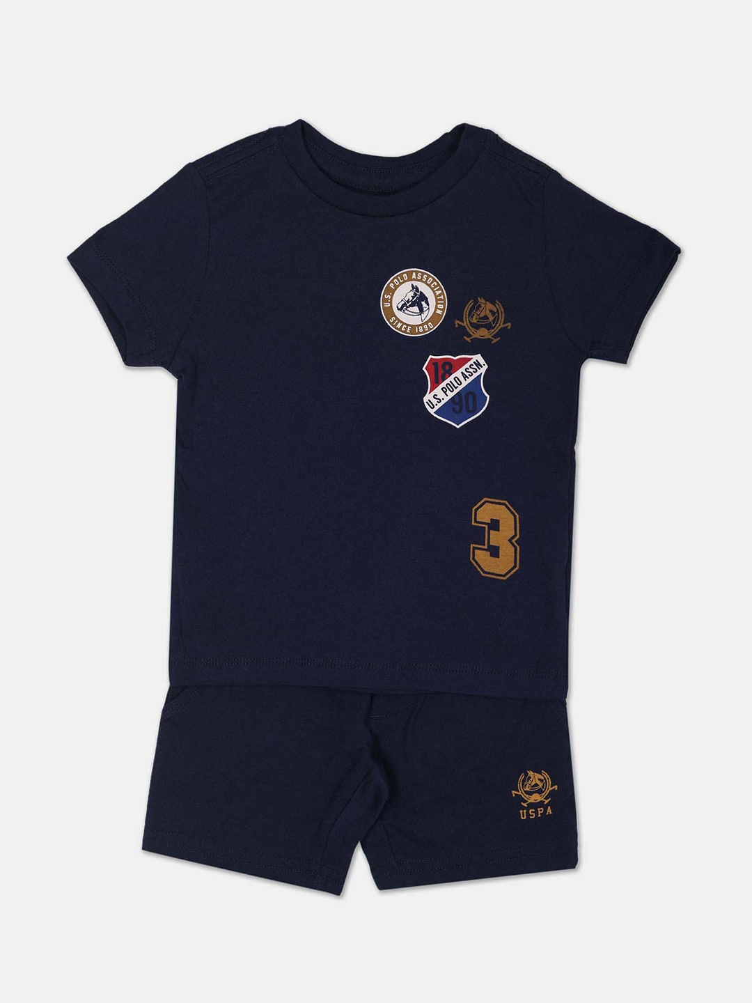 

U.S. Polo Assn. Kids Boys Printed Cotton T-shirt With Shorts Set, Navy blue