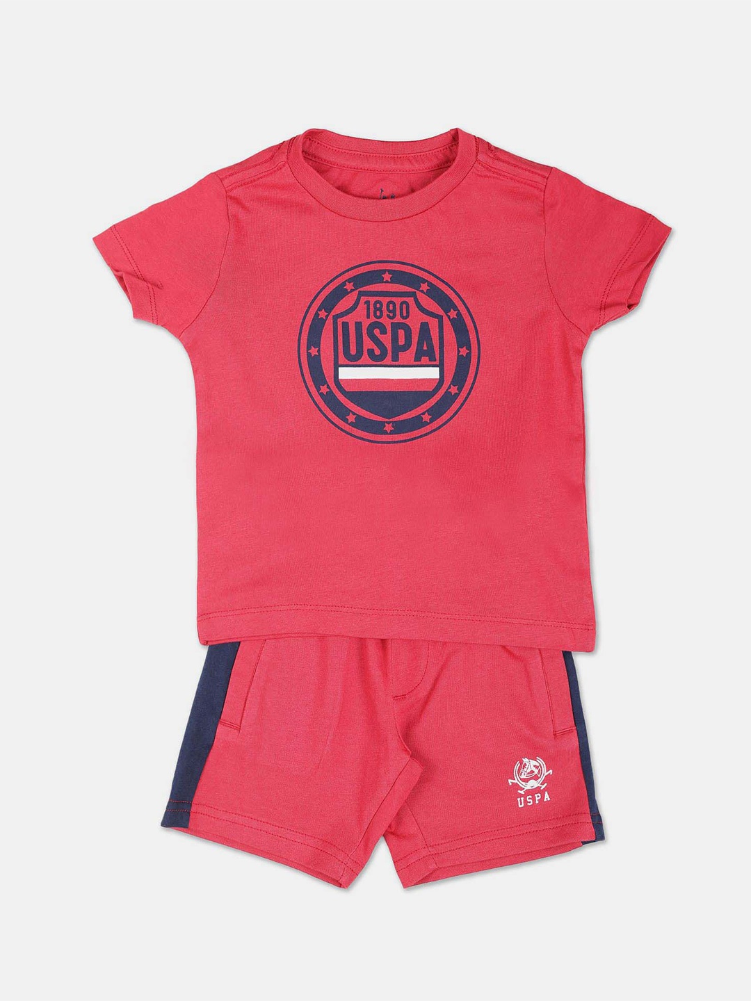U.S. Polo Assn. Kids Boys Pure Cotton T-shirt with Shorts, Red