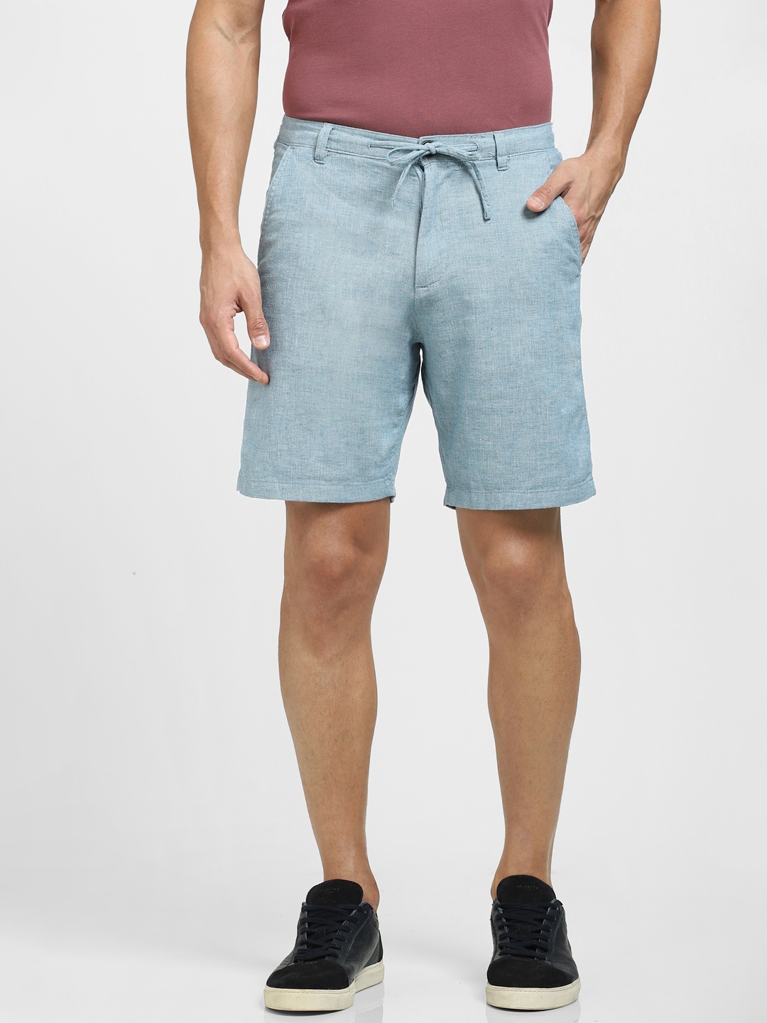 

SELECTED Men Regular Fit Cotton Shorts, Blue