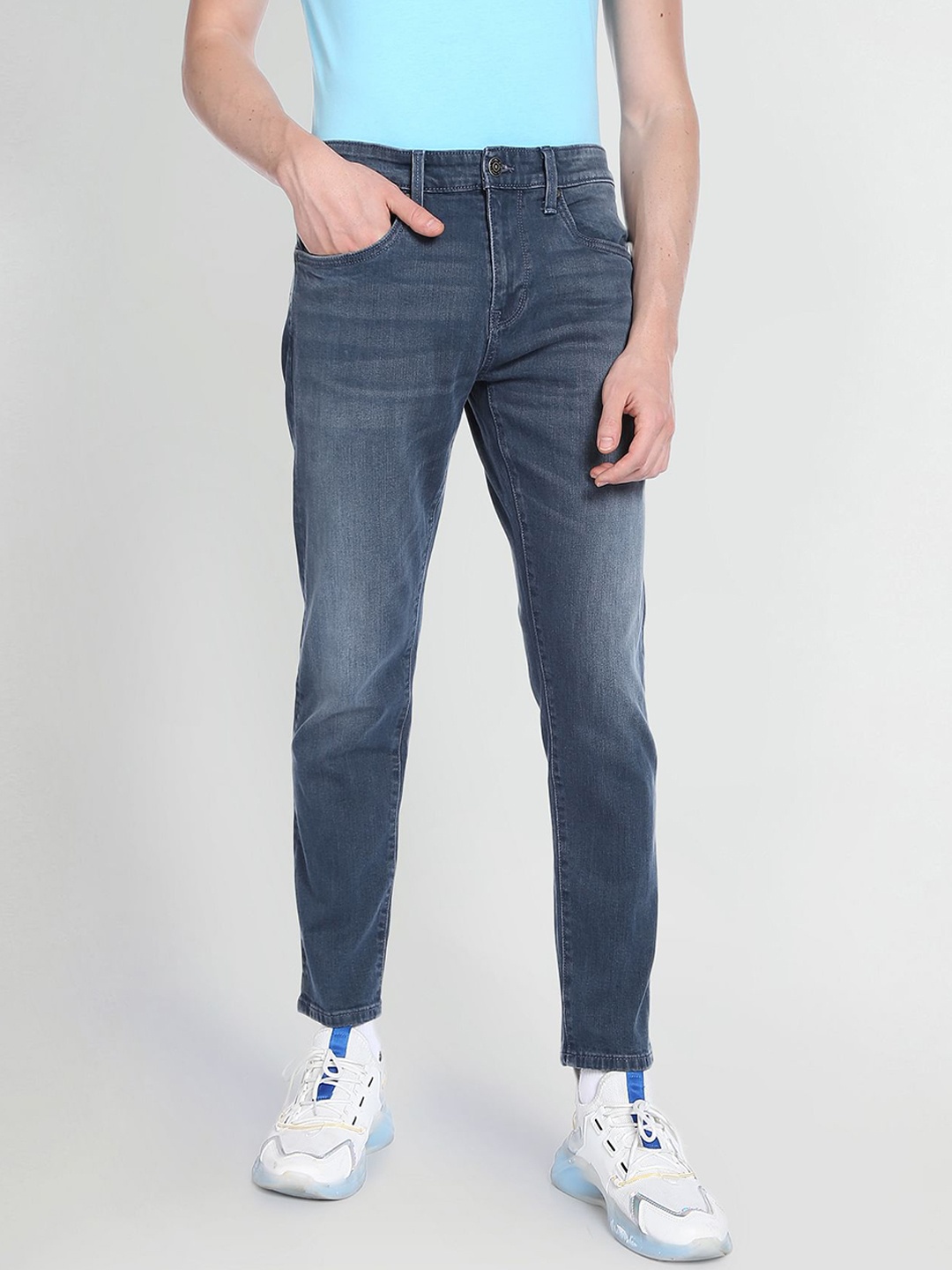 

Flying Machine Stone Wash Slim Tapered Fit Classic Vintage Jeans, Blue