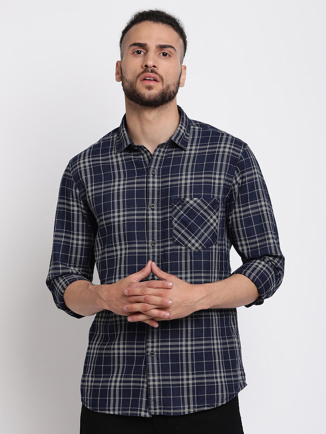 

Cantabil Cotton Tartan Checked Casual Shirt, Black
