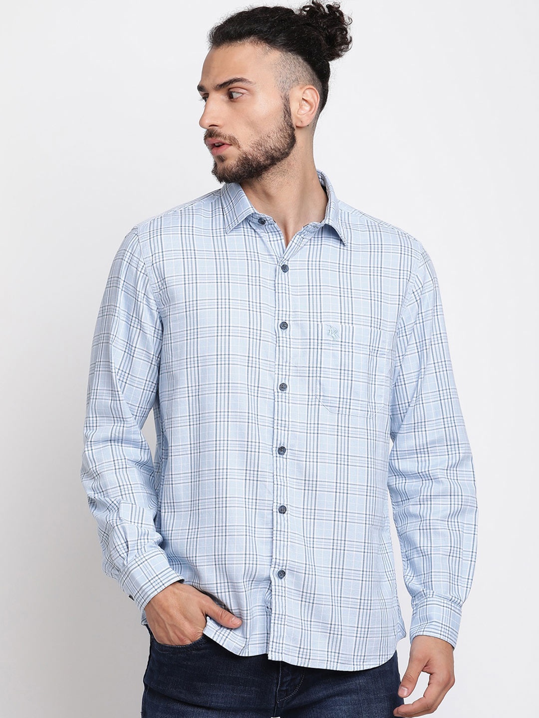 

Cantabil Tartan Checked Cotton Casual Shirt, Blue