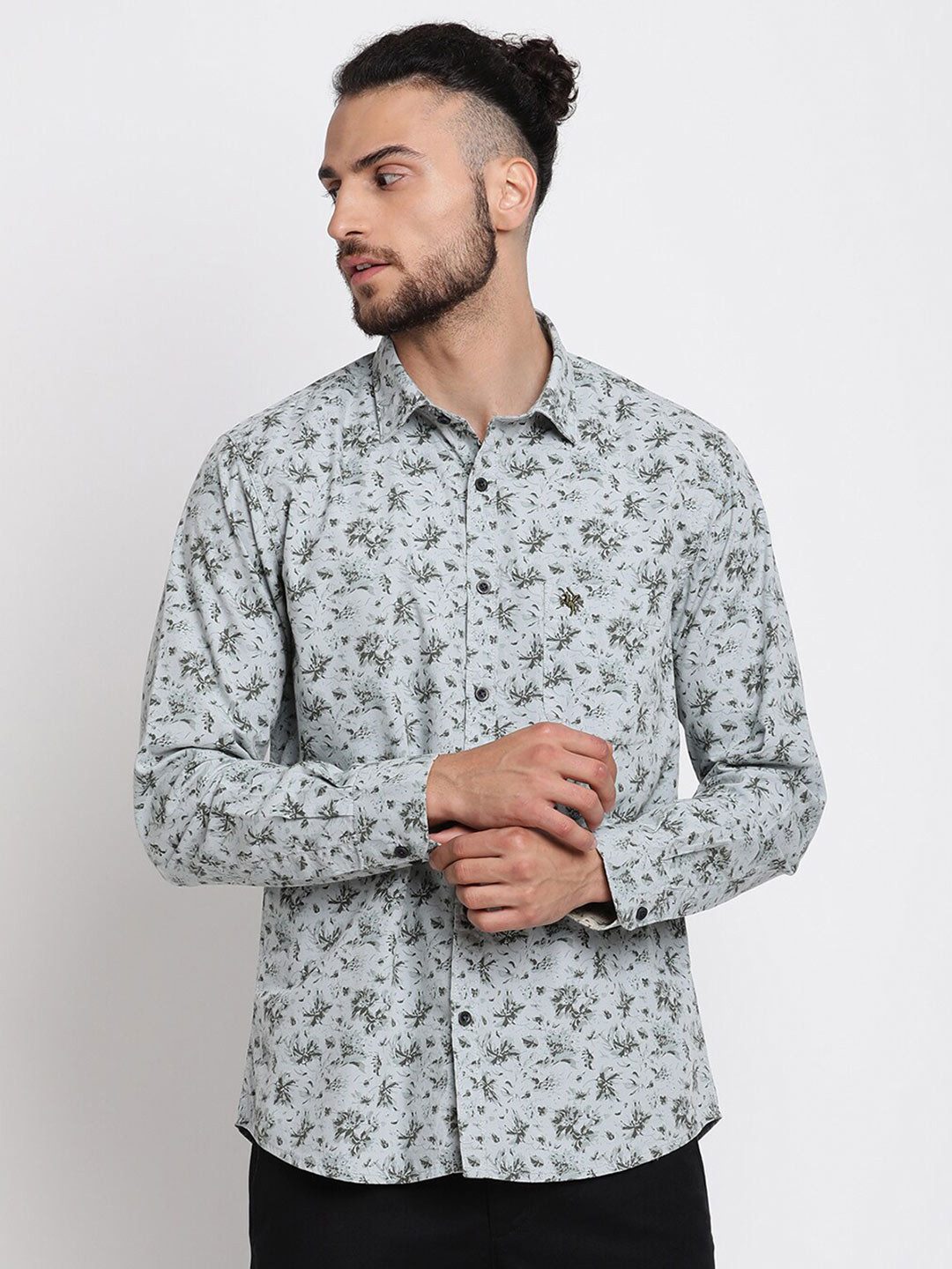 

Cantabil Floral Printed Cotton Casual Shirt, Olive