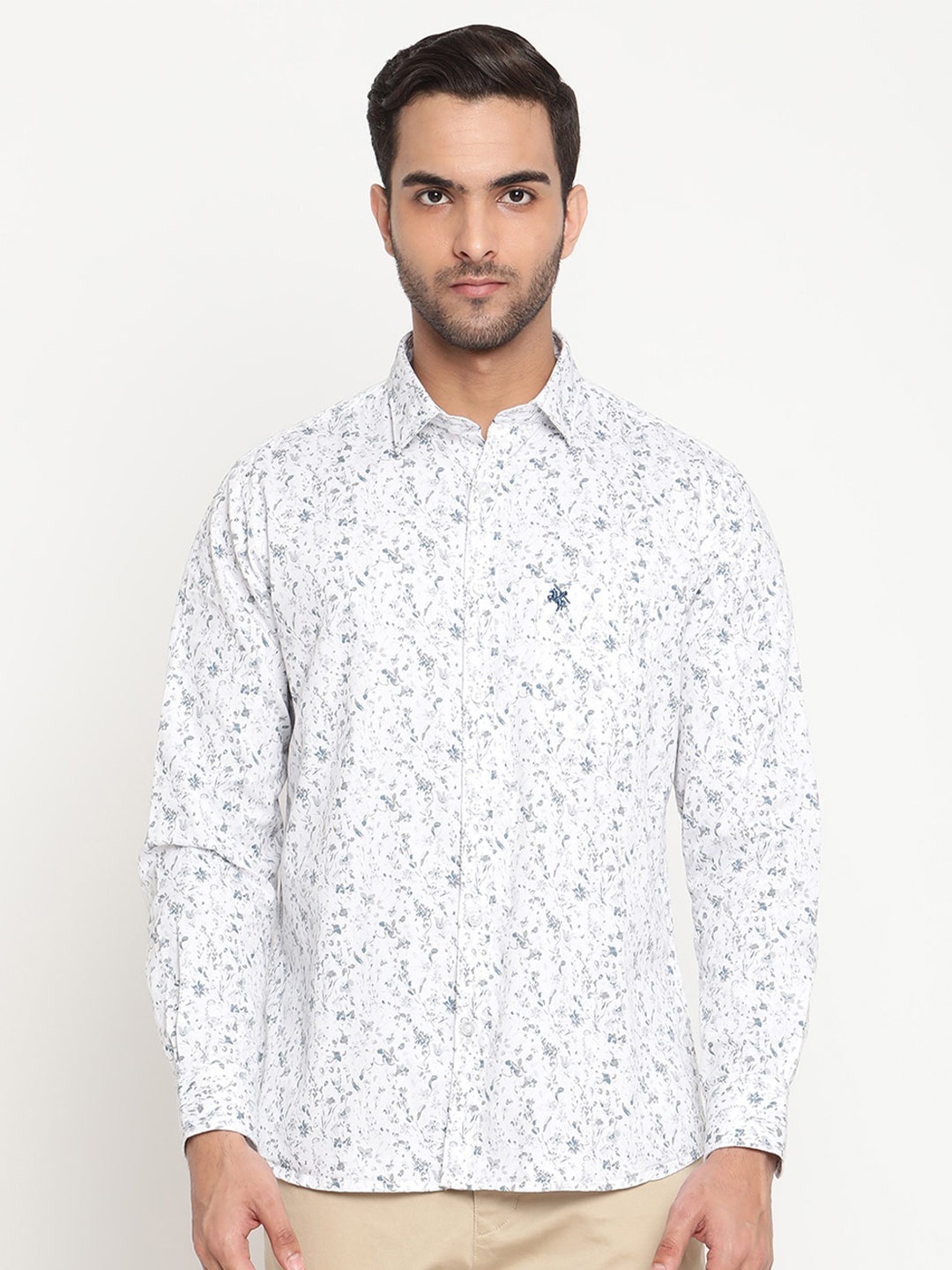 

Cantabil Men Printed Casual Cotton Shirt, White